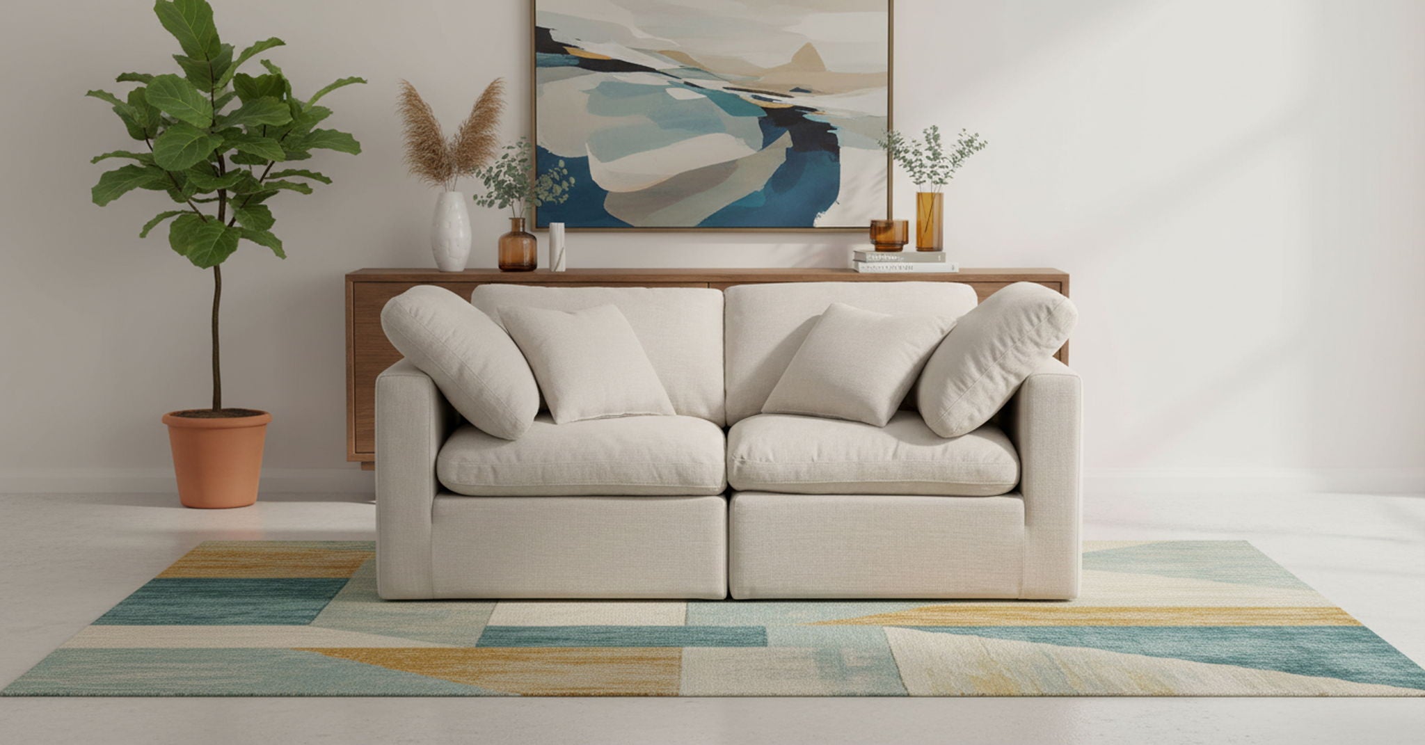 Indulge - Linen 2 Seat Modular Sofa