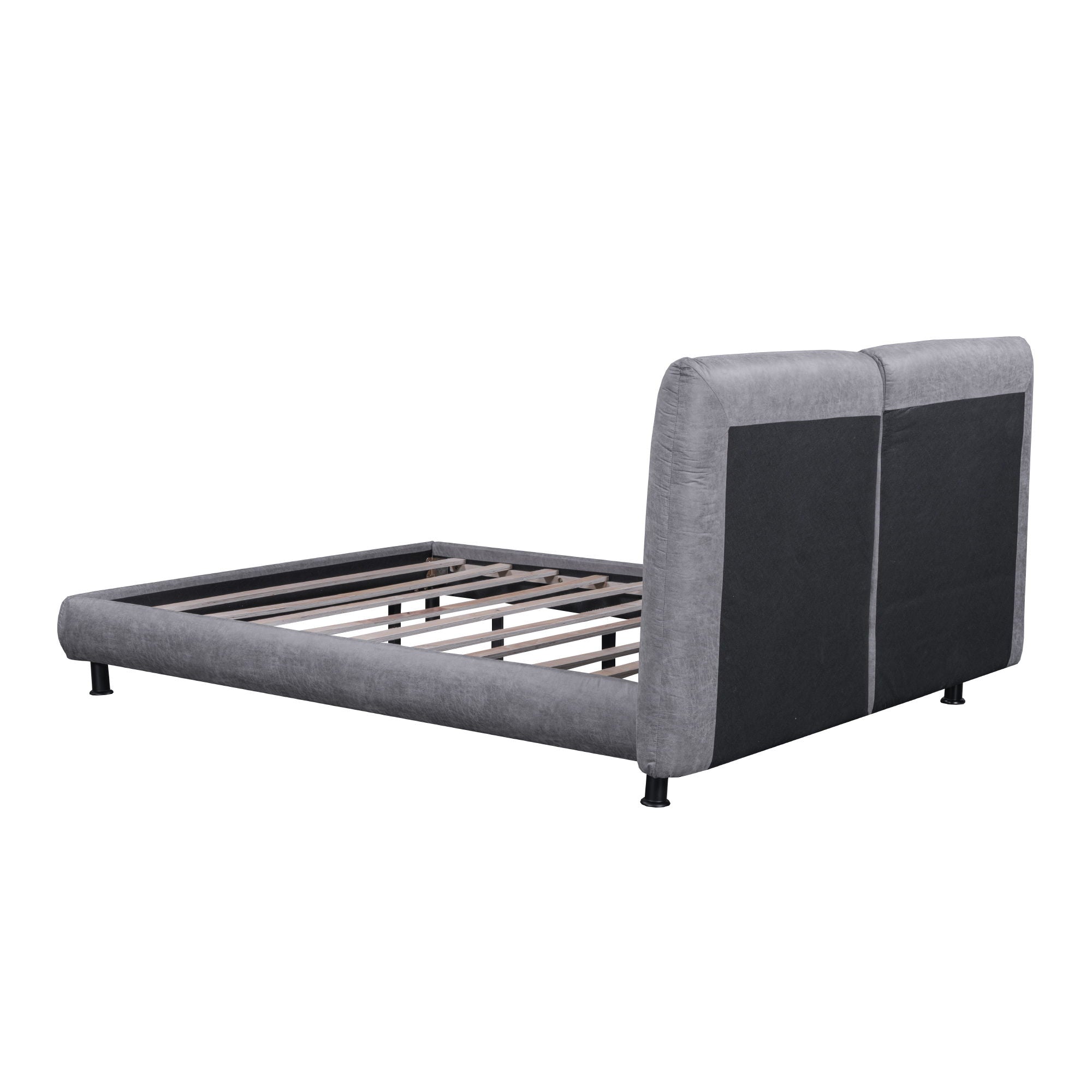 Upholstered Platform Bed With 2 Large Headrests And Thick