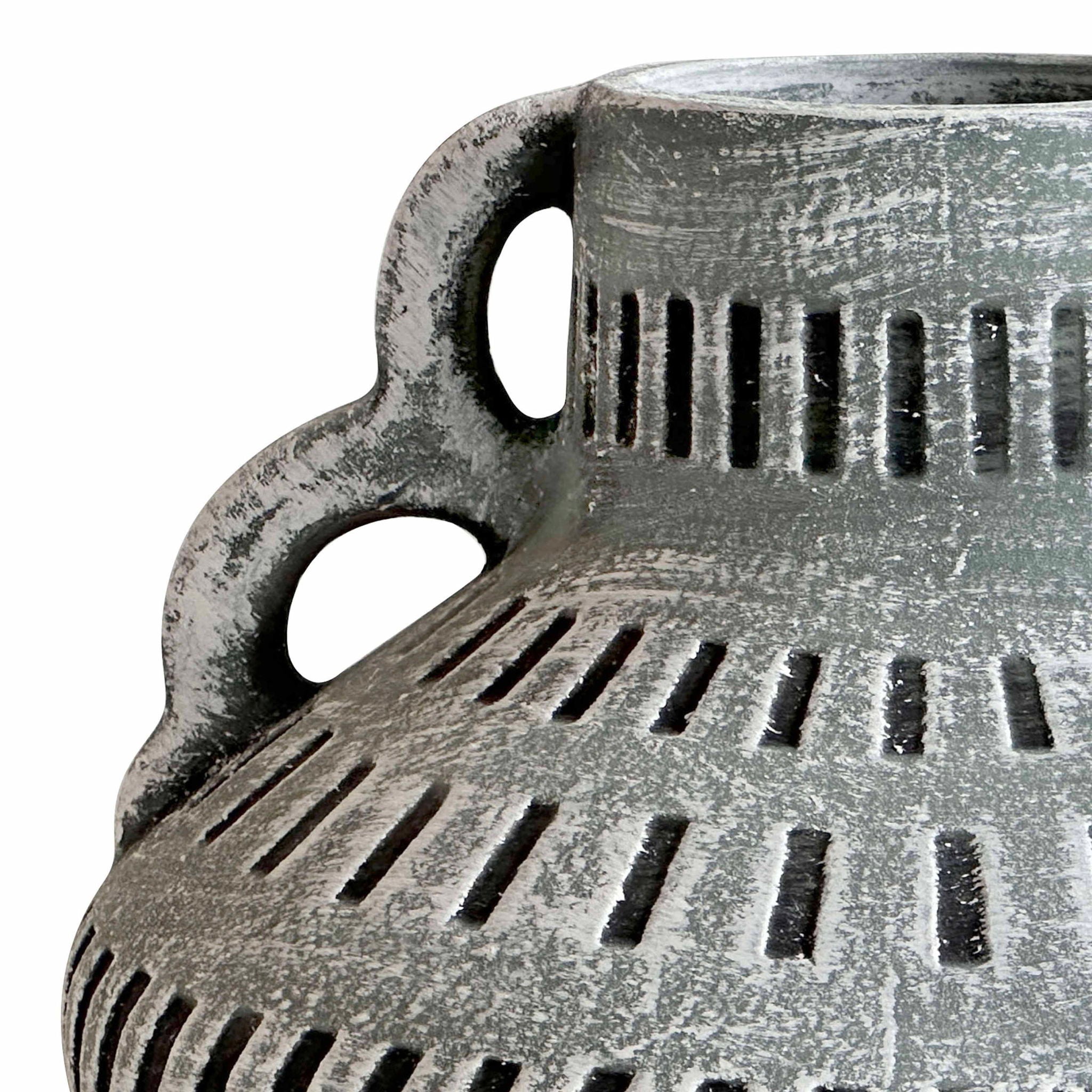 Earthenware - Aztec Wide Flower Vase - Blue