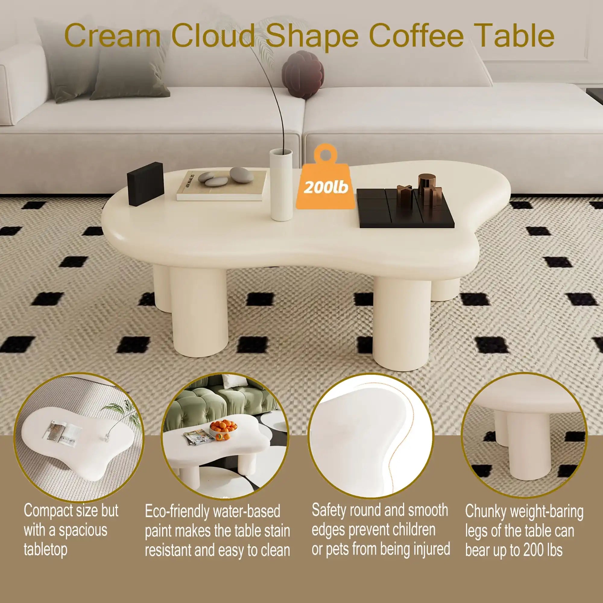 Uma Modern Cream Cloud Shaped Coffee Table - Best Buy Furniture