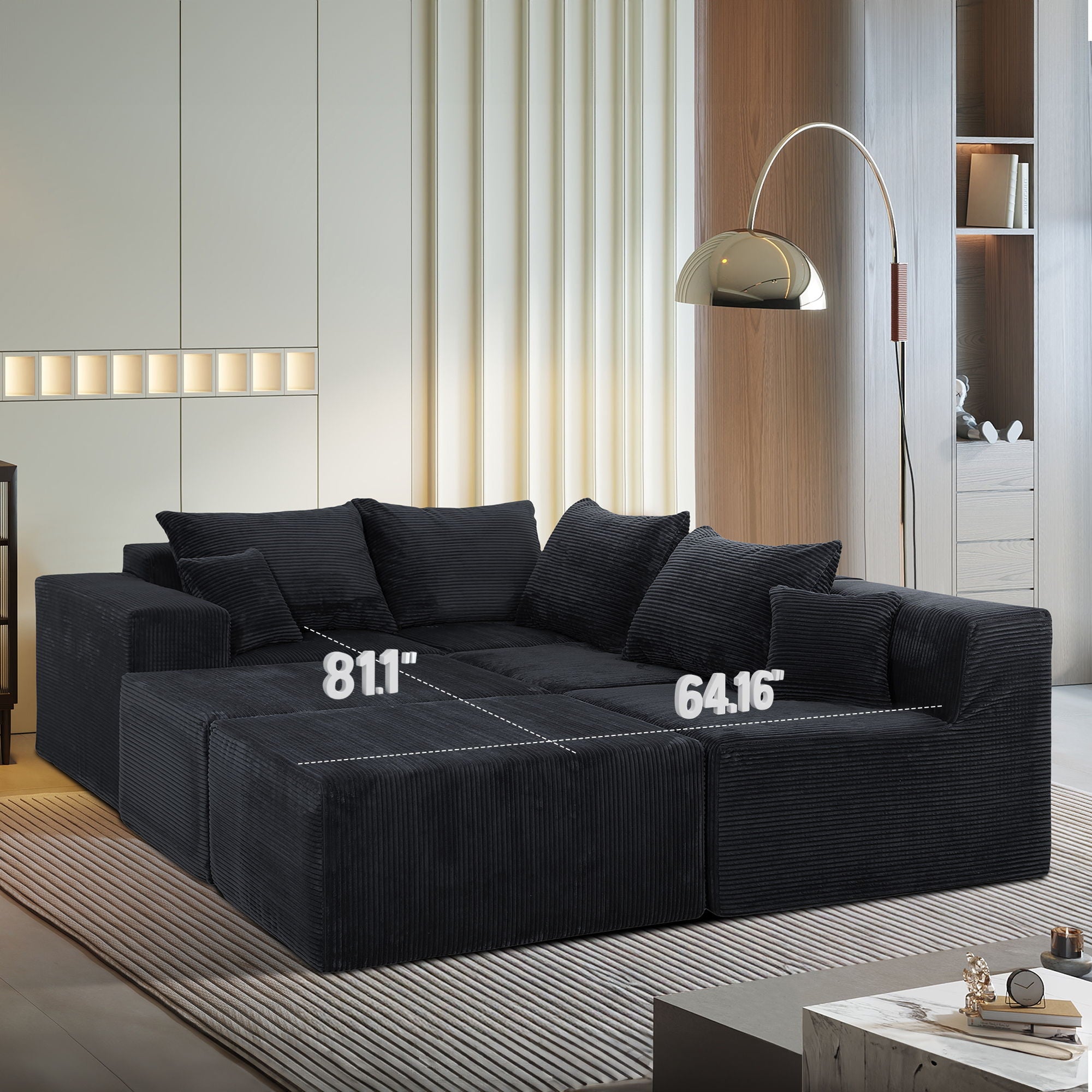 Modular Sectional Sofa, Convertible Couch With Chaise Corduroy