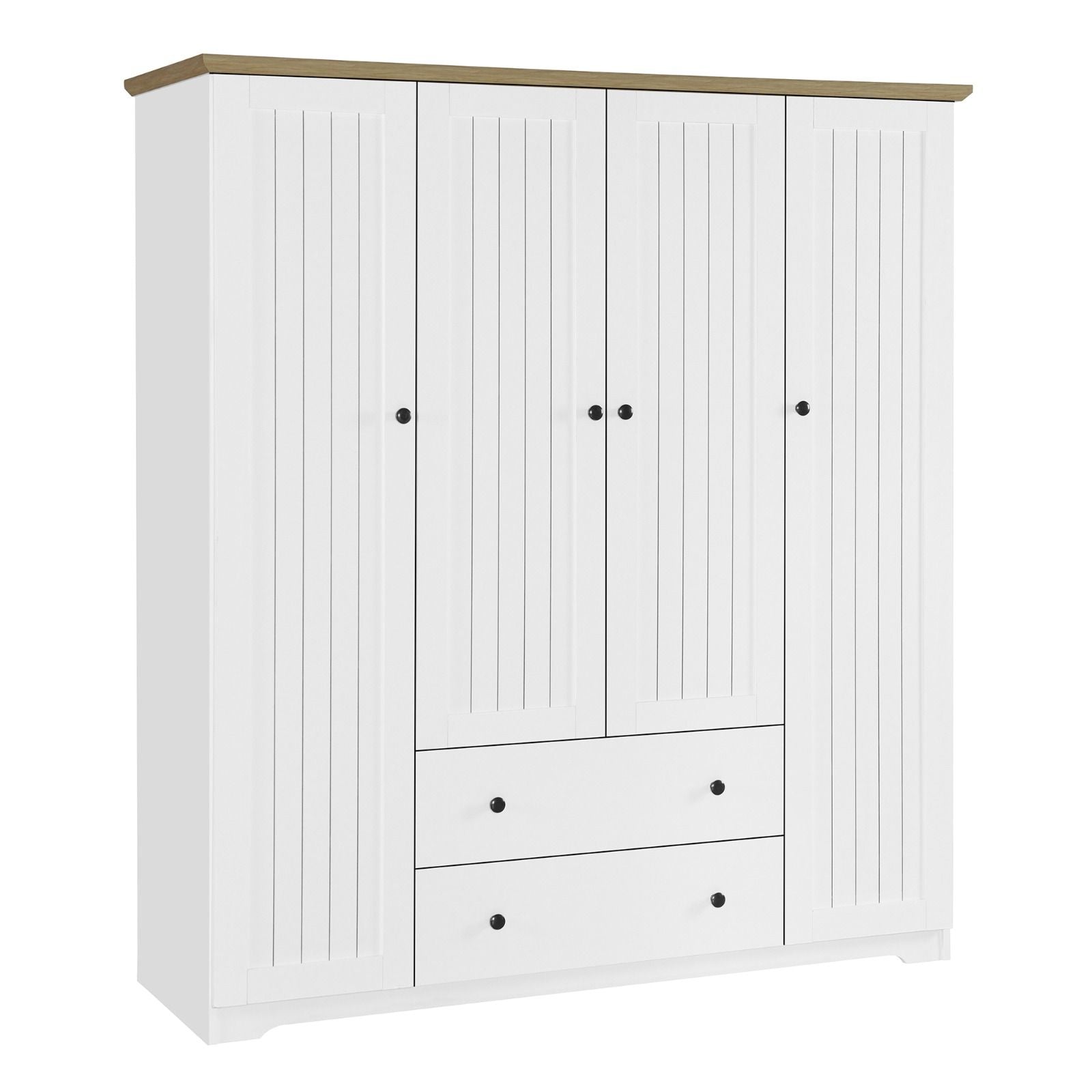 4 Door Wardrobe Armoire With 2 Drawers