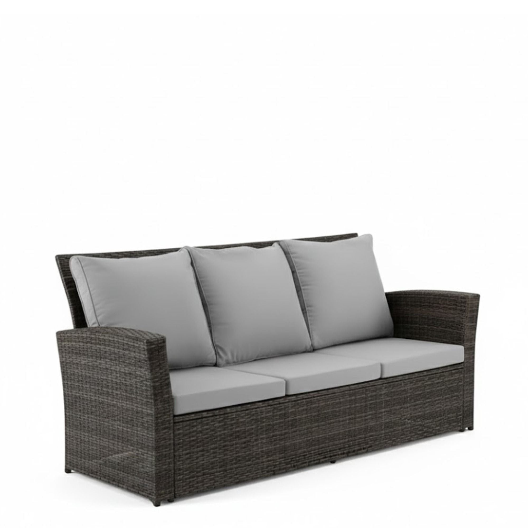 All-Weather Wicker 3 Seat Patio Sofa With Thick Cushions
