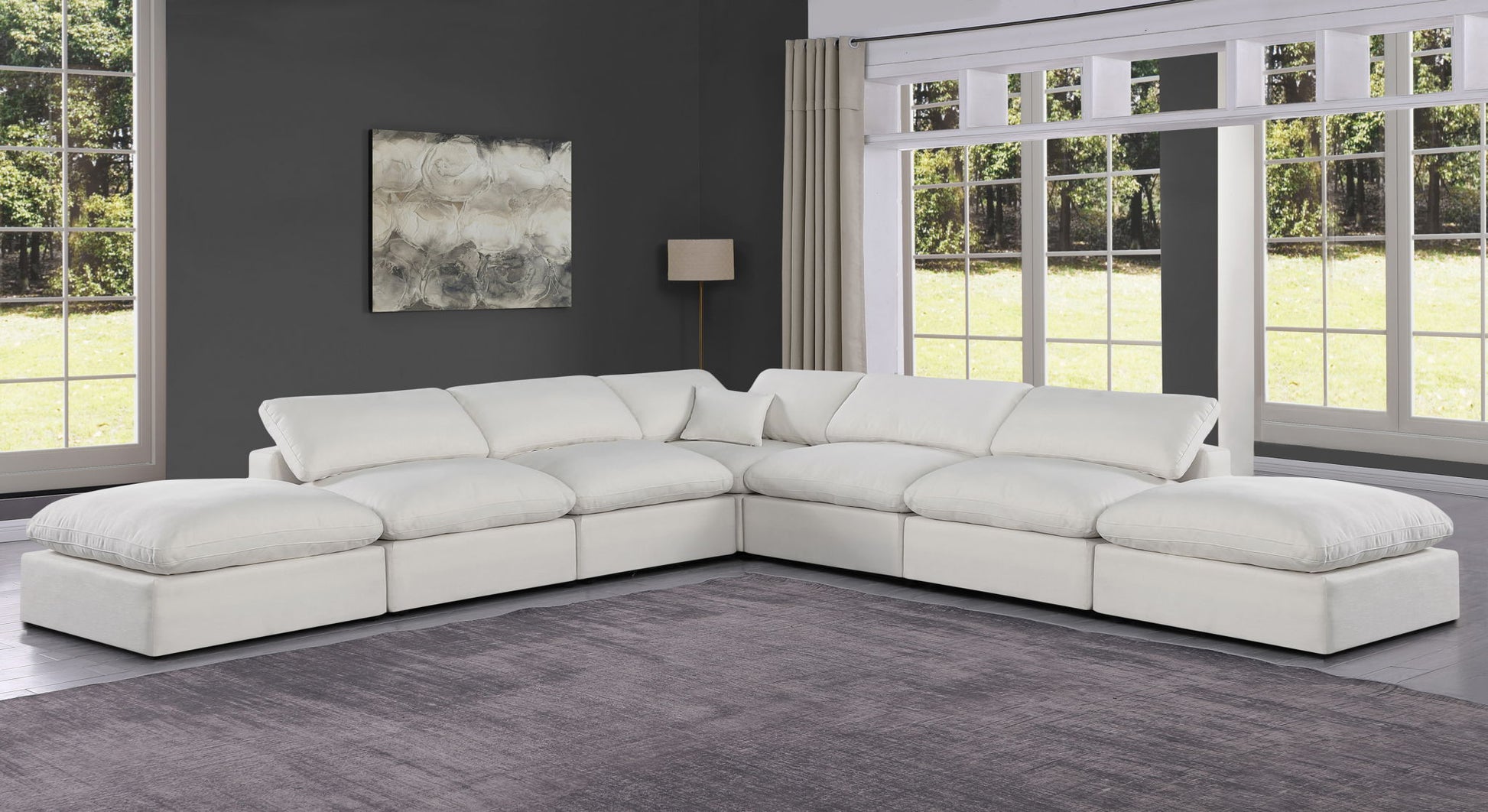 Comfy - 7 Piece Linen Modular Corner Sectional - Best Buy Furniture