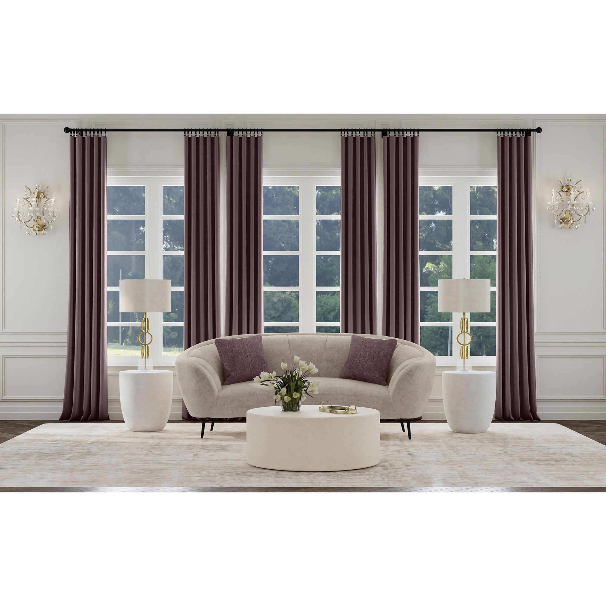 Saanich - Upholstered Curved With Plump Accent Pillows - Beige