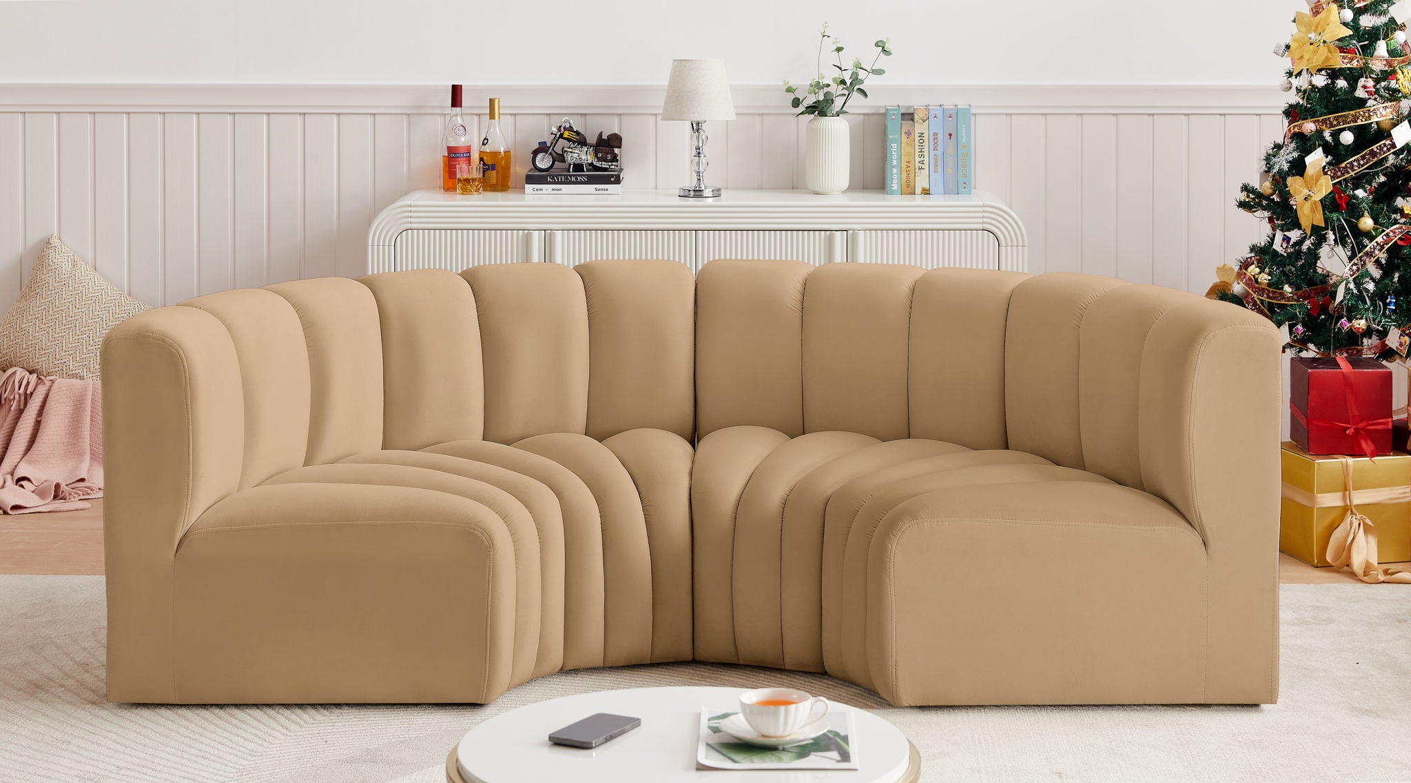 Arc - Velvet 4 Piece U-Shaped Modular Sofa
