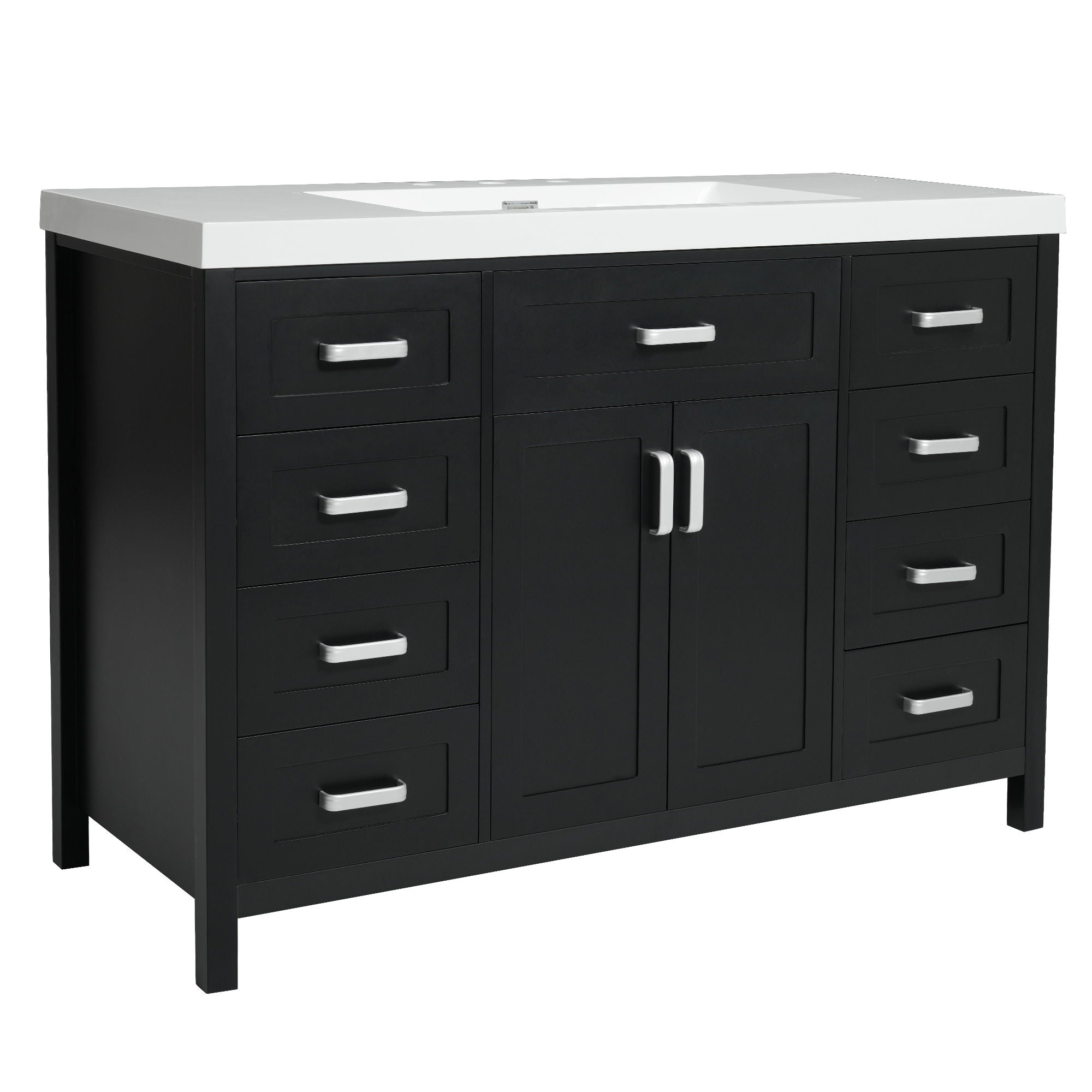 Bathroom Vanity With Sink, 2 Doors 8 Drawers, Soft Close System, Classic Design