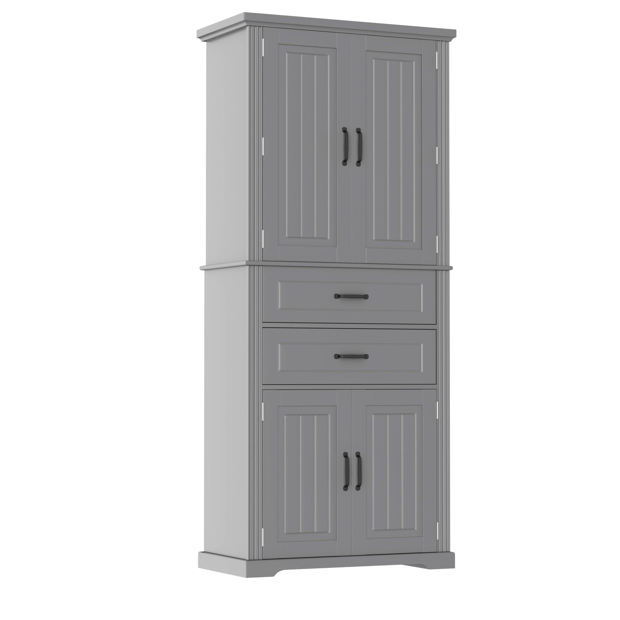 Multi Functional Storage Cabinet With Adjustable Shelves, 2 Drawers, Door Shelves