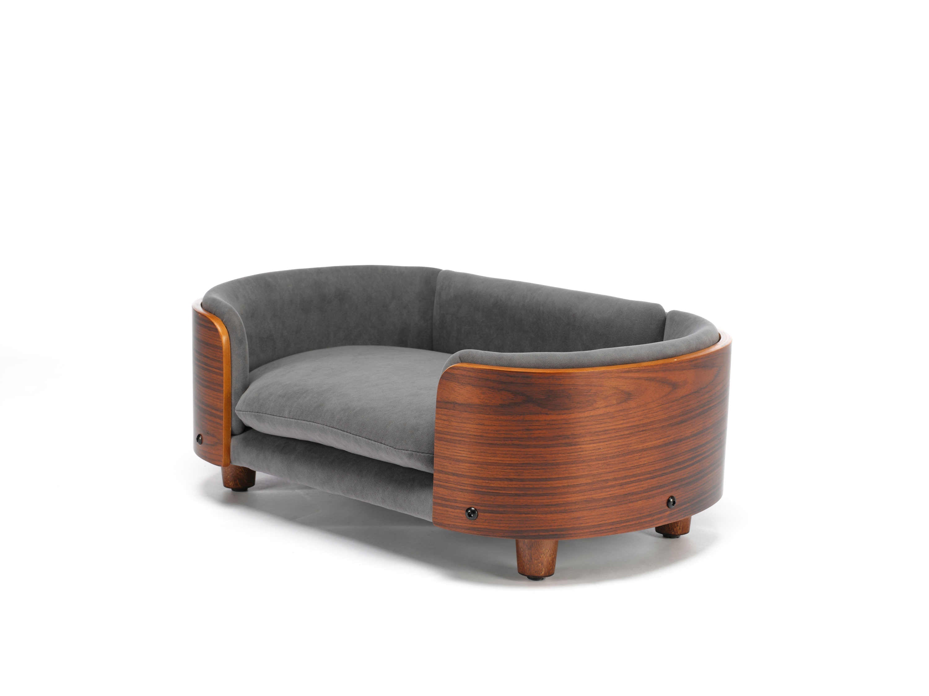 Scandinavian Style Elevated Dog Bed with Solid Walnut Wood Legs