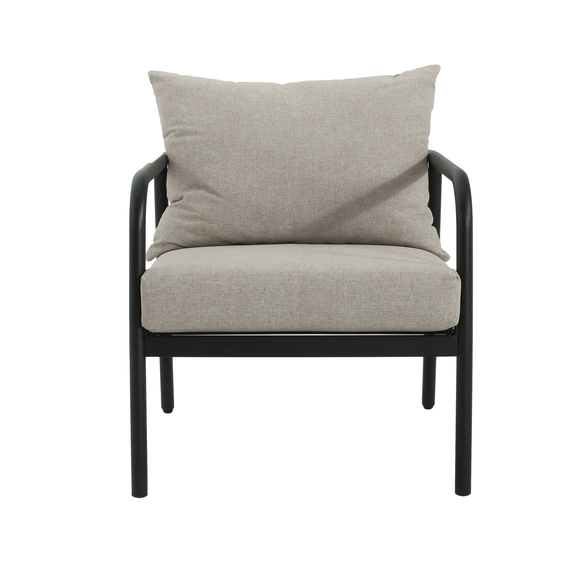 Leora - Modern Minimalist Round Tube Sofa Chair With Cushions - Beige / Black