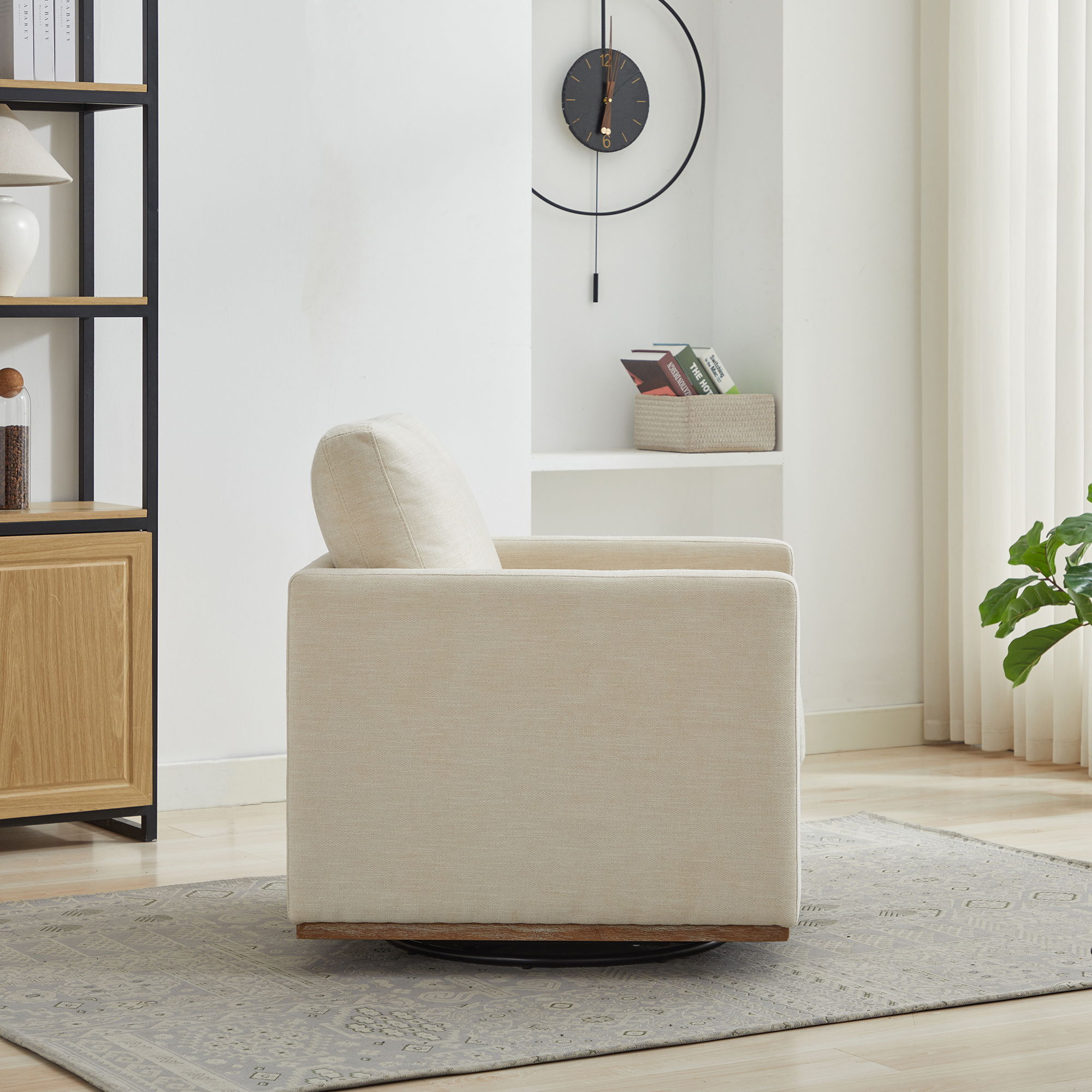 Square Upholstered Swivel Accent Chair For Living Room