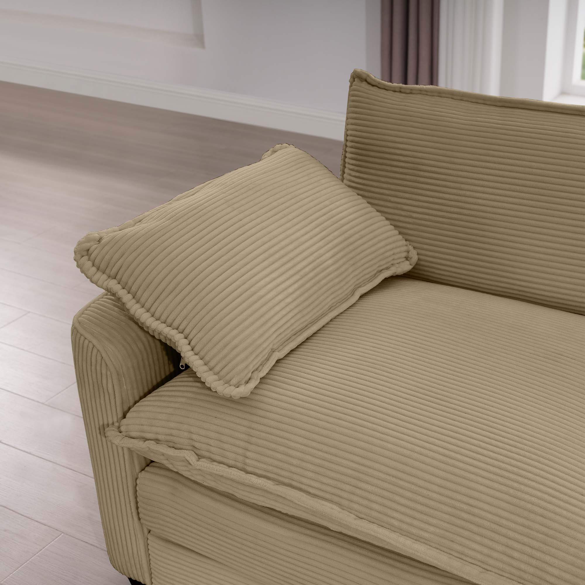 Modern 2 Seater With 4 Pillows, Upholstered Deep Seating Loveseat