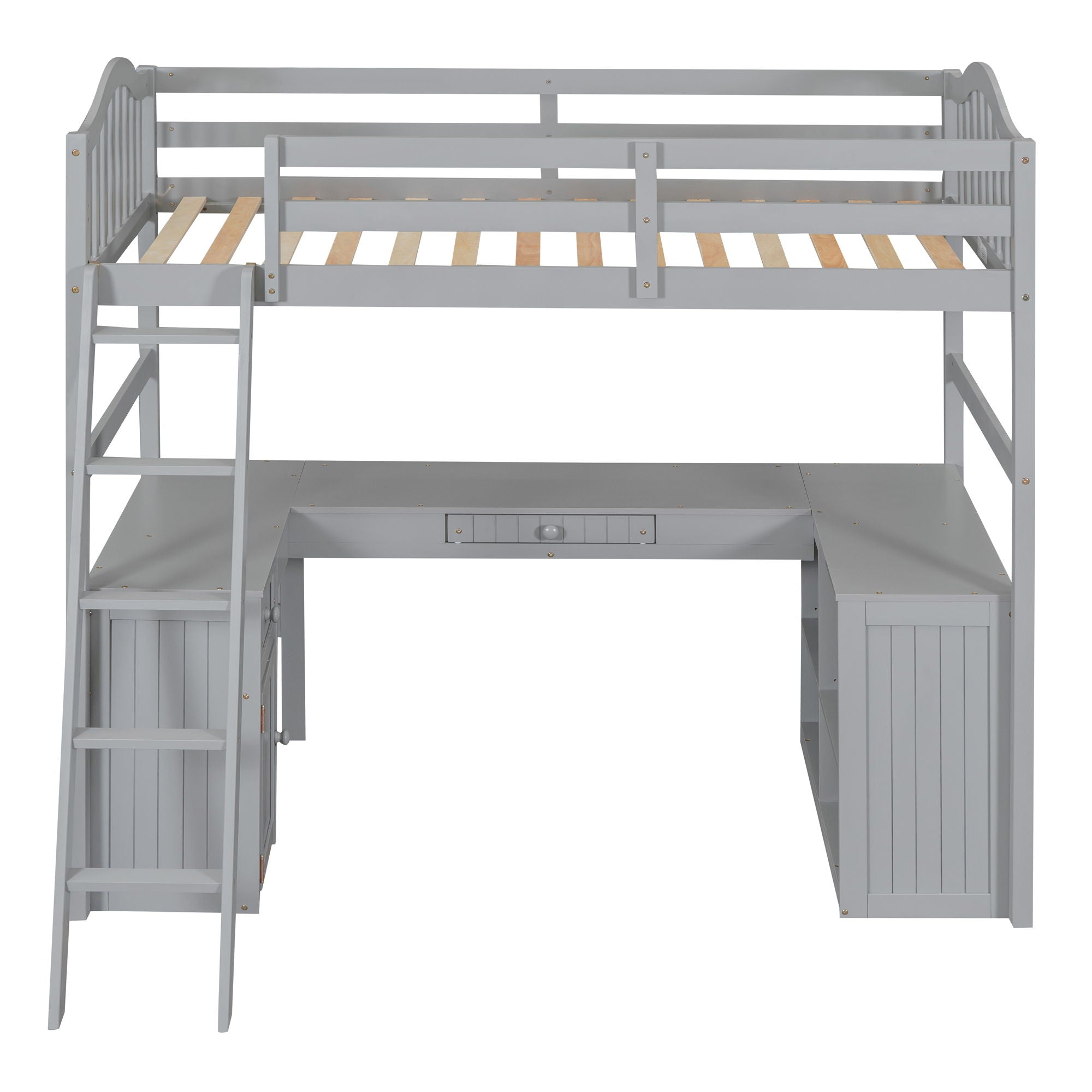 Loft Bed With Drawers, Cabinet, Shelves With Desk