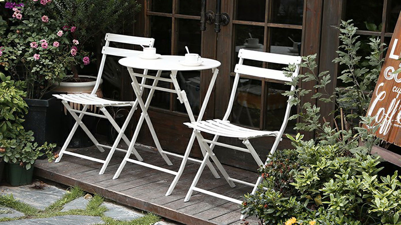 3 Piece Patio Bistro Set Of Foldable Round Table And Chairs - Best Buy Furniture