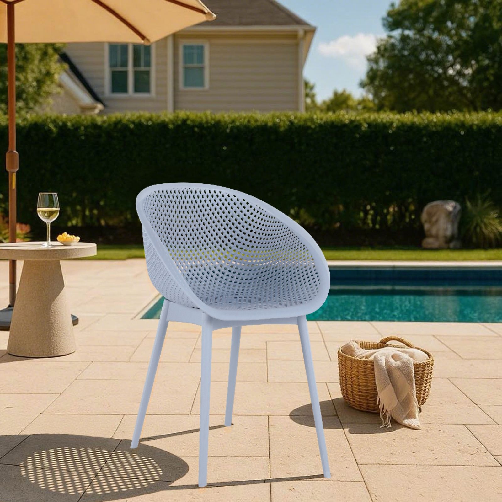 2 Piece Durable Single Chair With Mesh Hollow Out Design