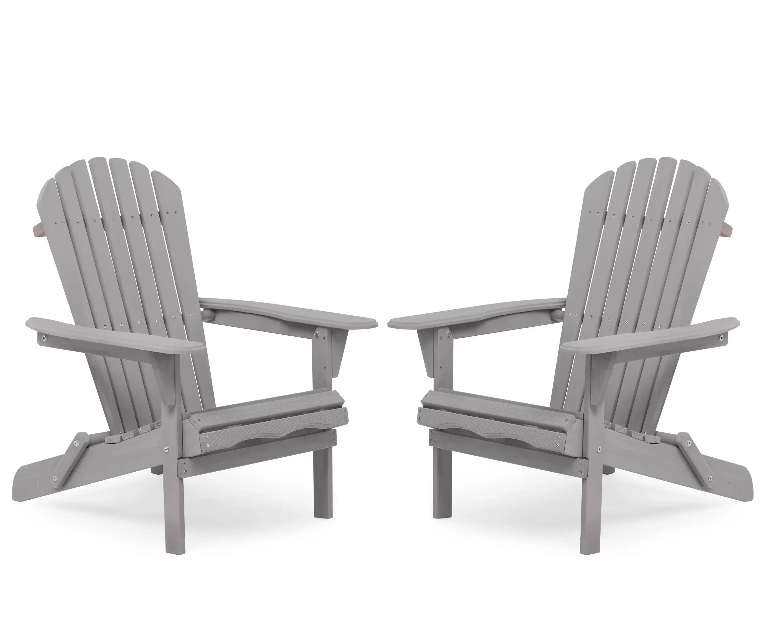 Set of 2 Solid Cedar Wood Adirondack Chairs, Outdoor Lounge