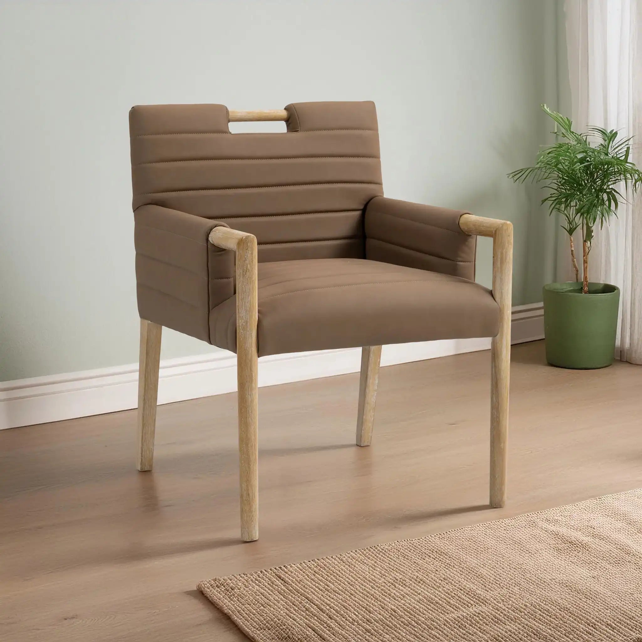 Aimee - Dining Arm Chair - Light Brown Legs