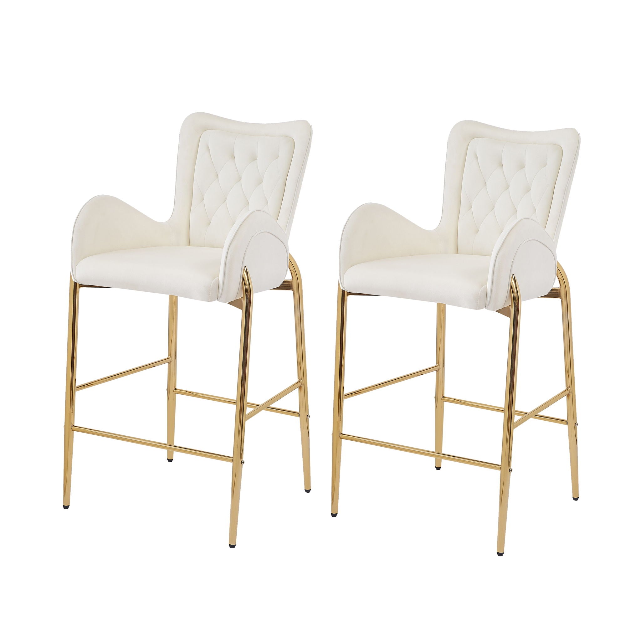 Velvet Fabric Counter Height Bar Stools (Set of 2)