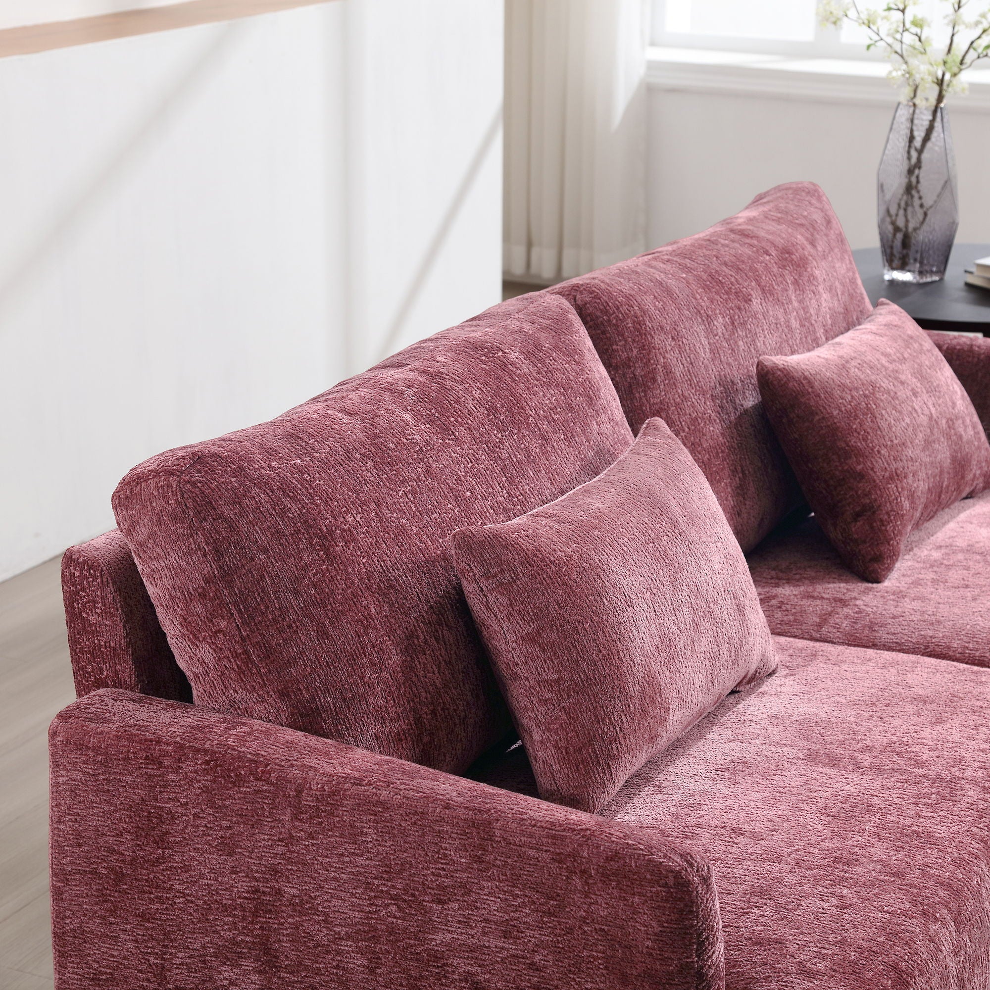 Mid Century Modern Chenille Fabric Loveseat Sofa, 2 Seat Upholstered Couch