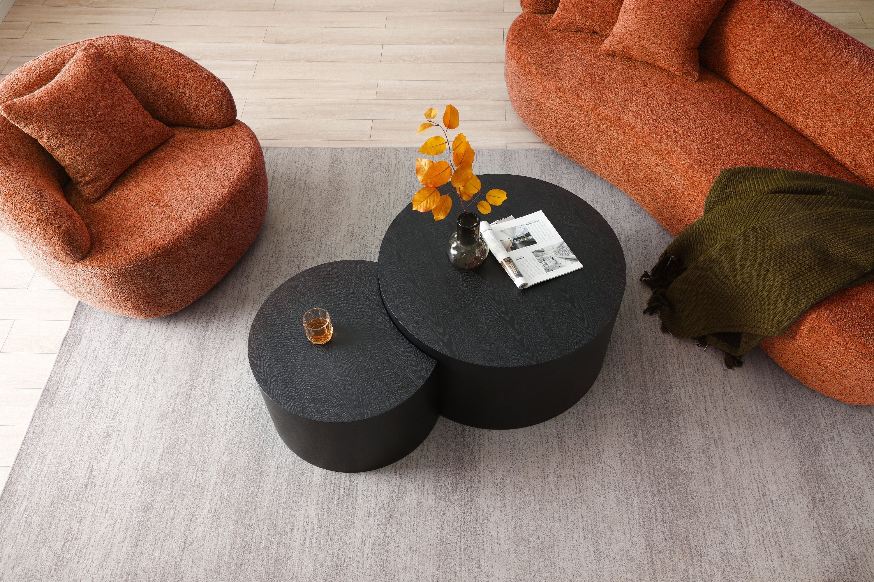 360° Swivel Mid Century Modern Curved Sofa Orange