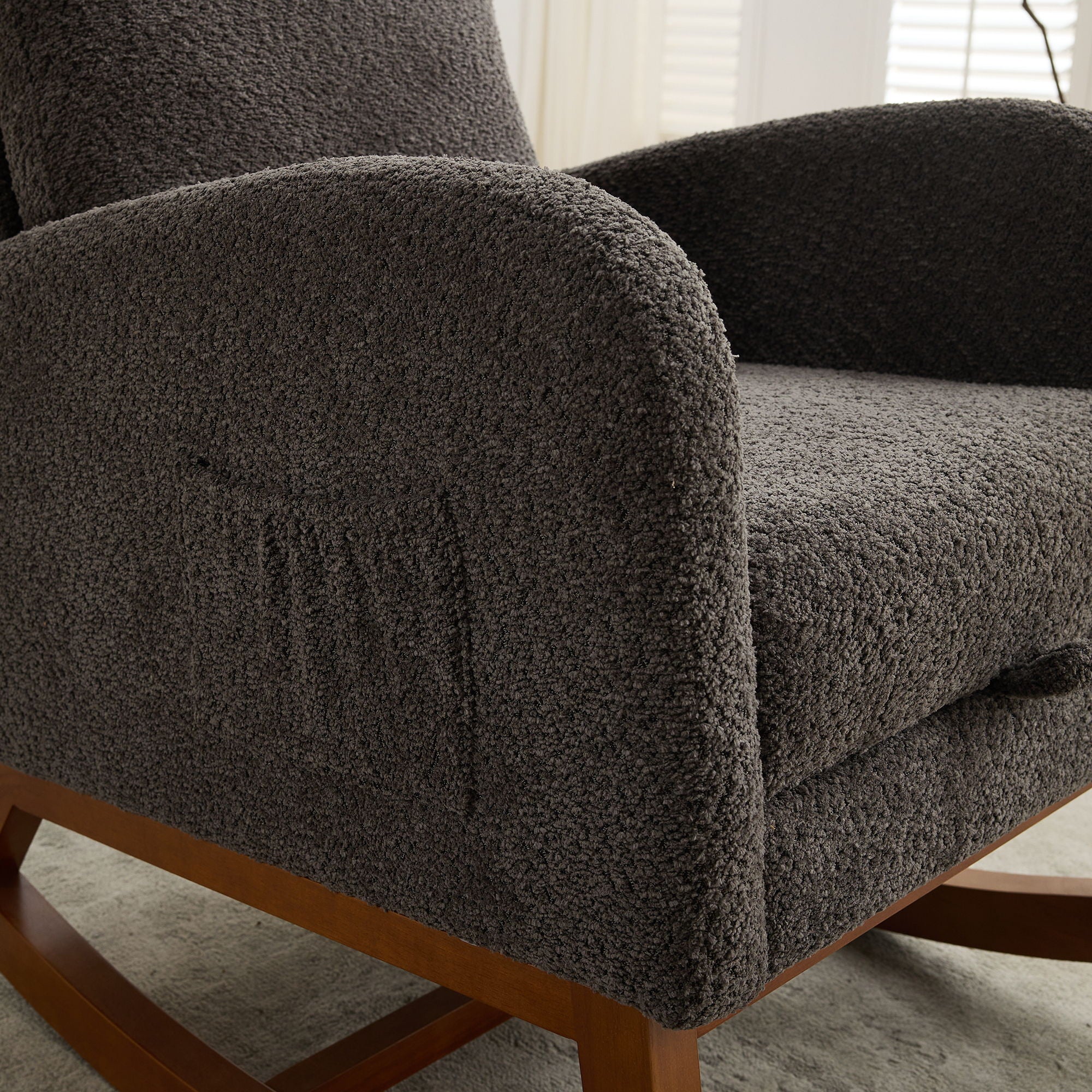 Rocking High Back Glider Chair With Retractable Footrest, Side Pocket