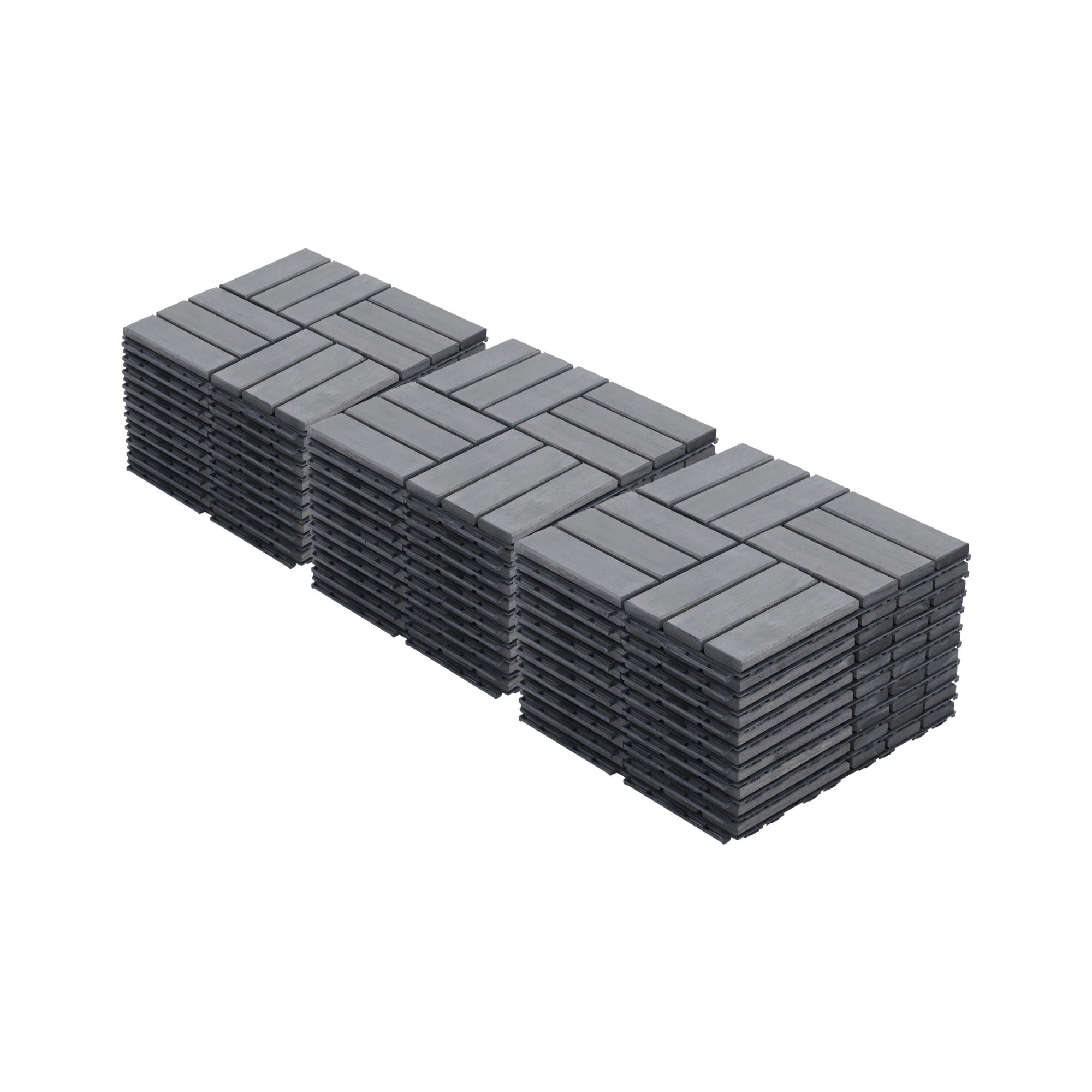 Acacia Wood Interlocking Deck Tiles Checker Pattern For Outdoor Flooring