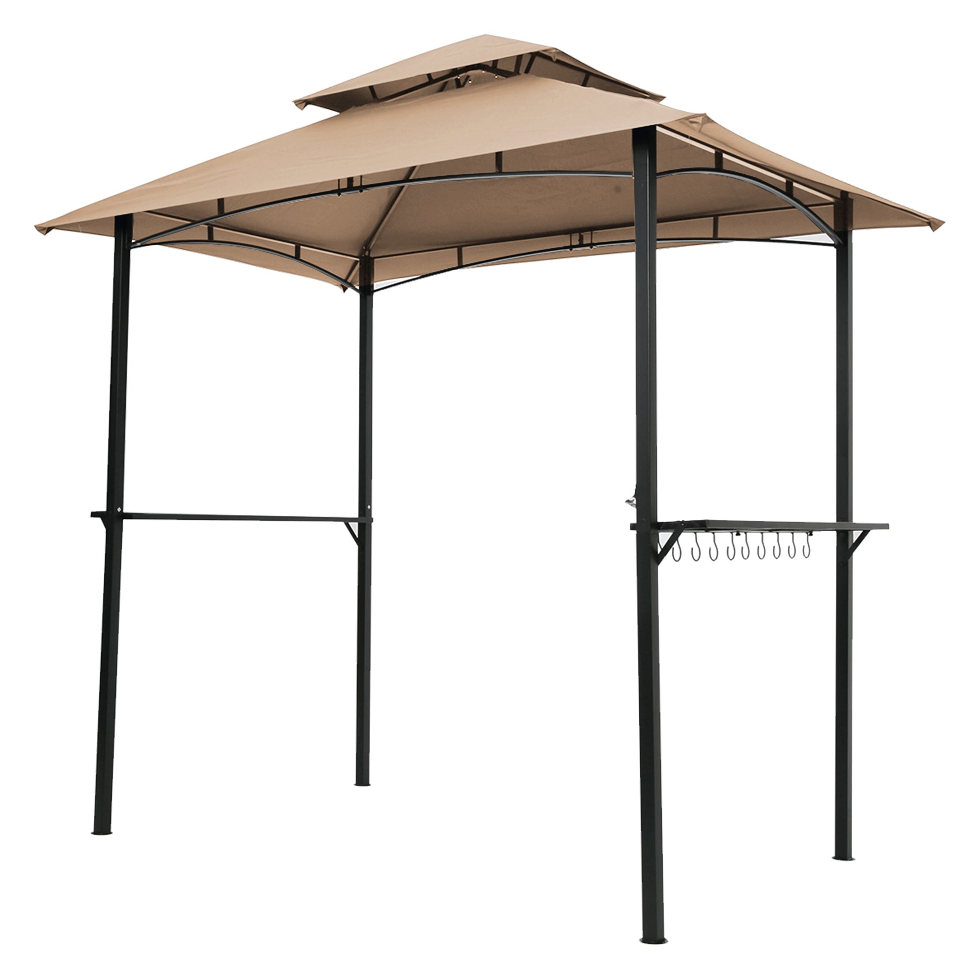 Outdoor Grill Gazebo 8 x 5 ft with Double-Tier Soft Top Canopy