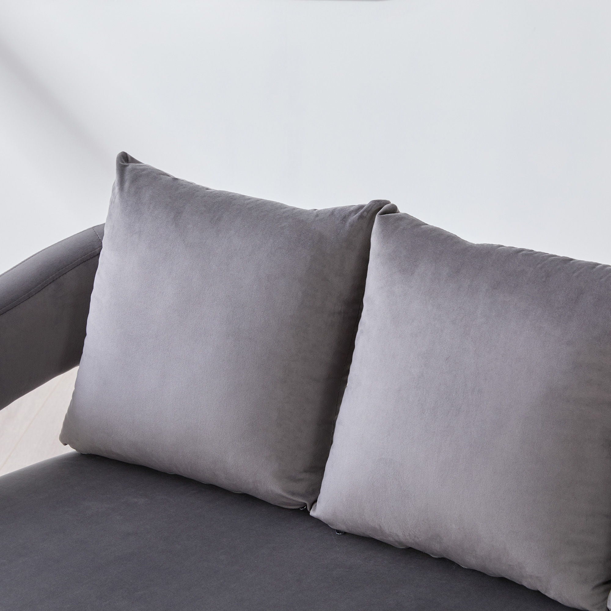 Open Back Loveseat Settee With 3 Pillows - Charcoal