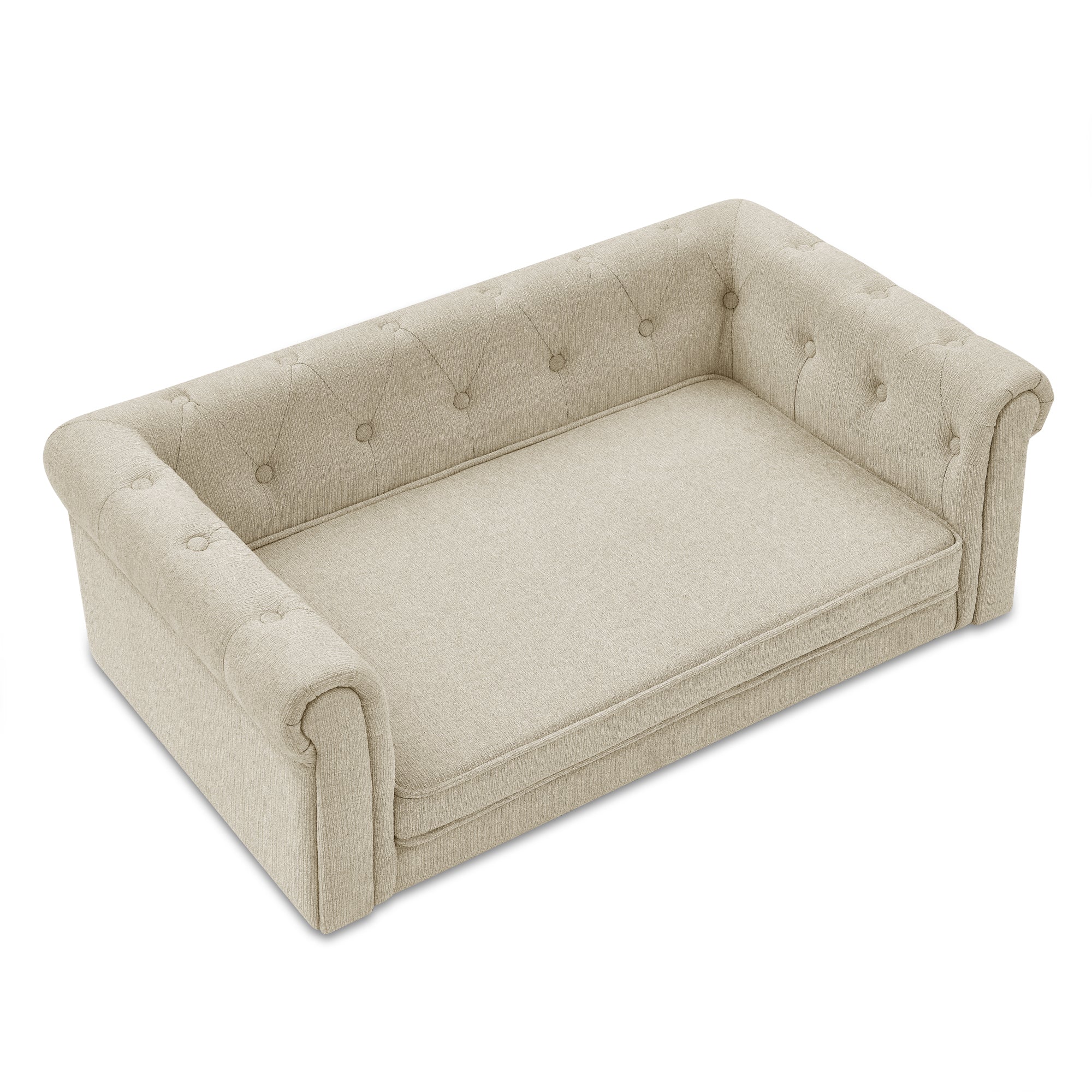 Modern Elegant Rectangle Pet Bed Durable Elevated Dog Sofa Beige
