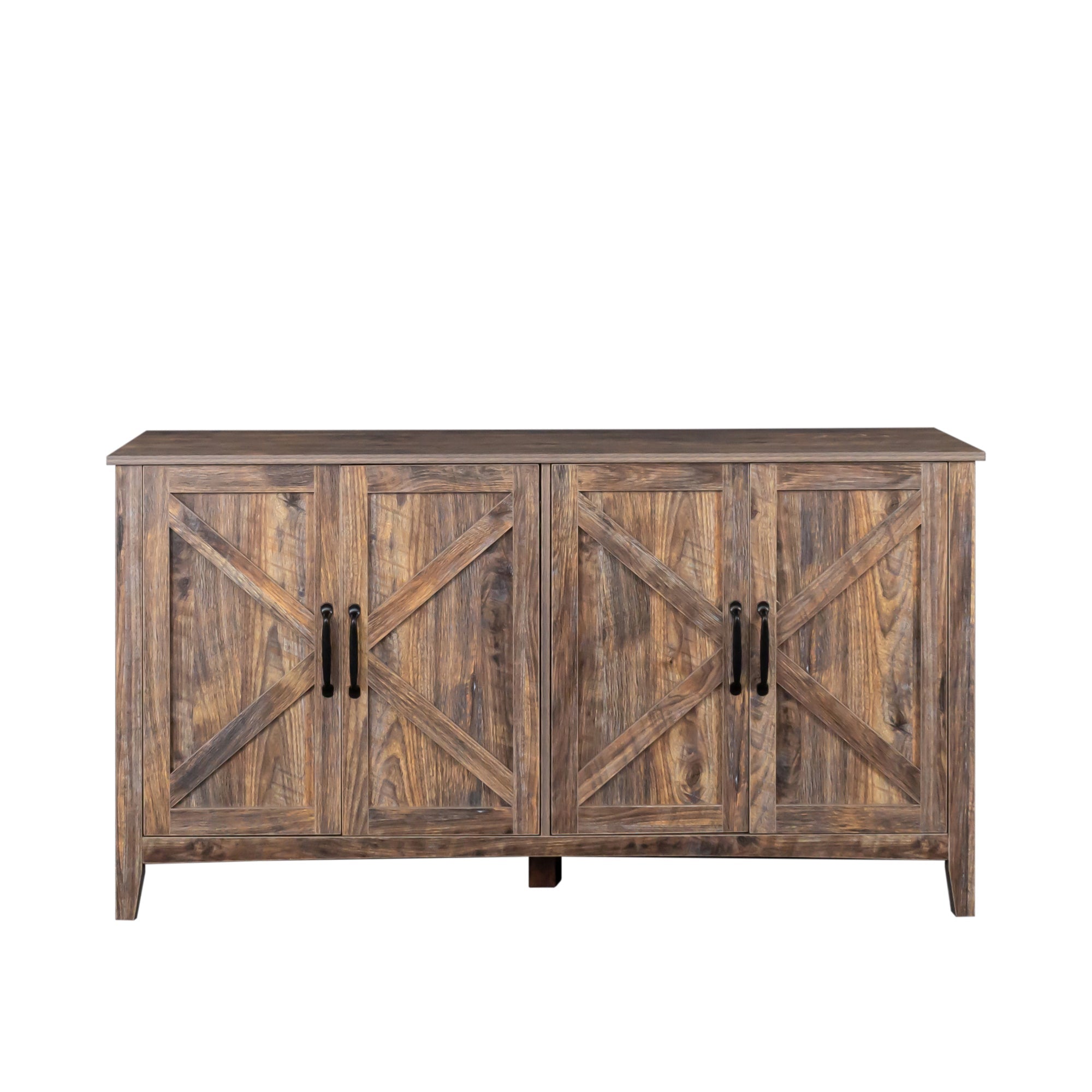 Cabinet with 4 Doors and 4 Open Shelves Freestanding Sideboard