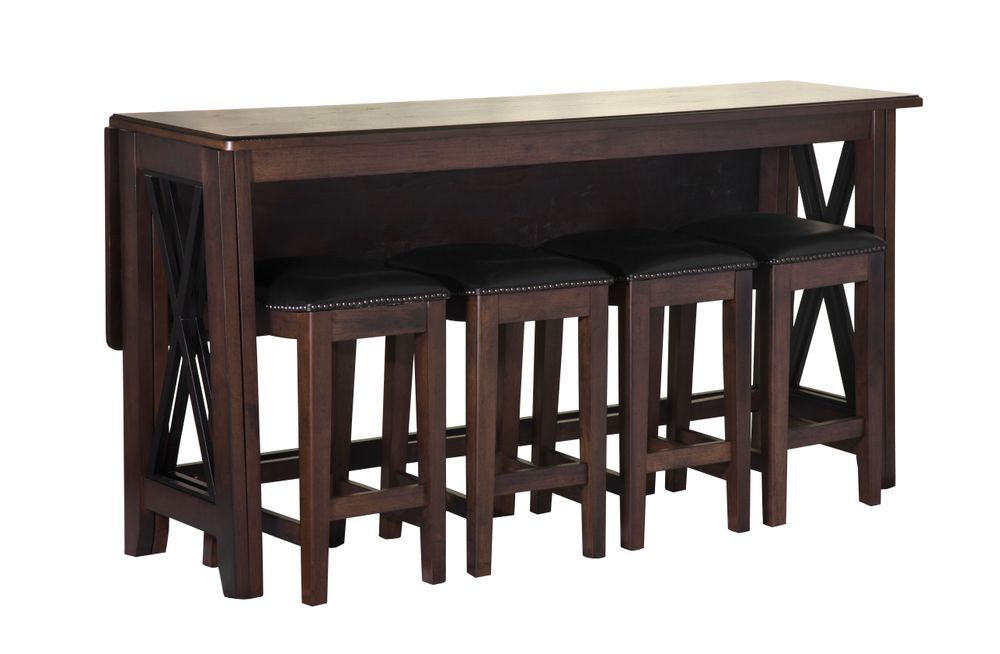 Drop Leaf Table With 4 Stools - Dark Brown - Best Buy Furniture