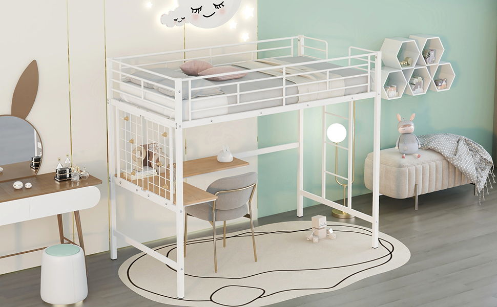 Bed With Desk And Grid
