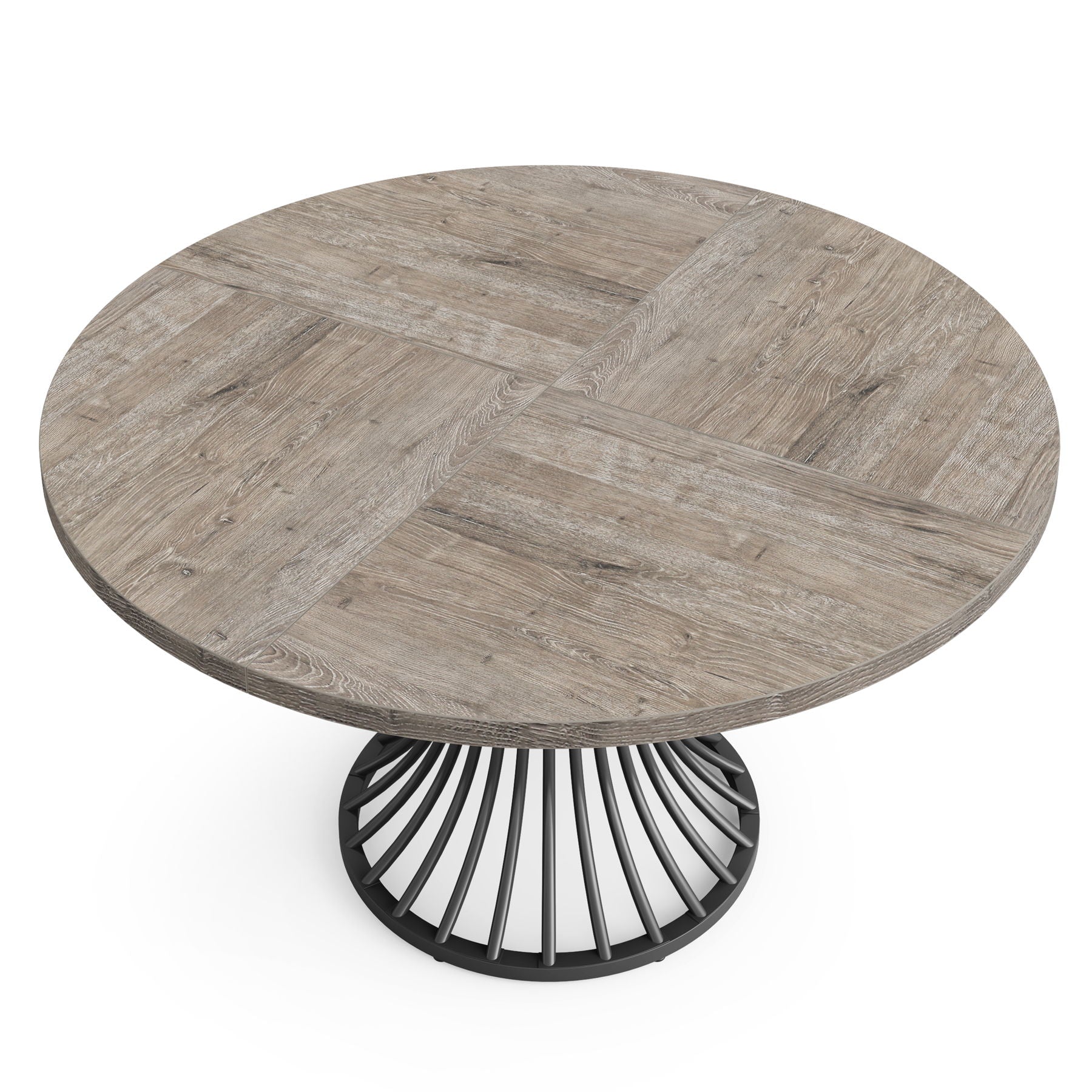 Round Dining Table For 4 - 6, (Table Only) - Gray / Black