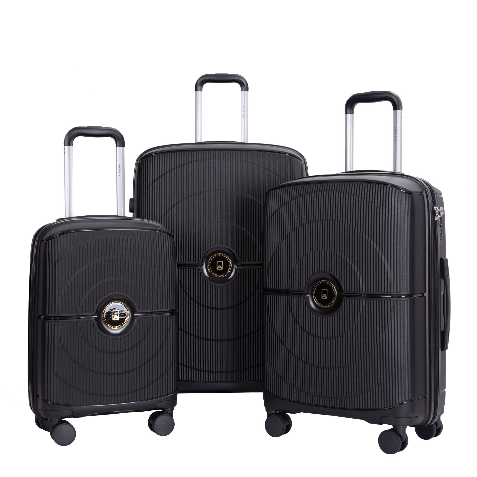 3 Piece Set Expandable Hardshell Suitcase Double Spinner Wheels
