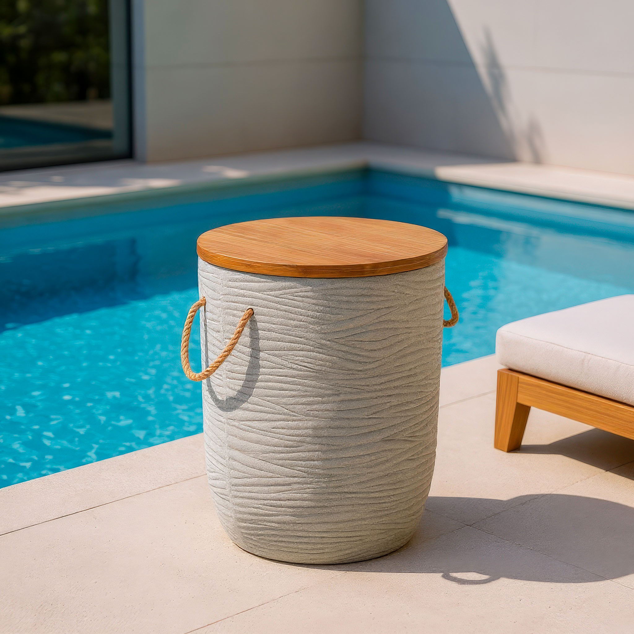 Biban - Outdoor Side Table - Natural & Brown