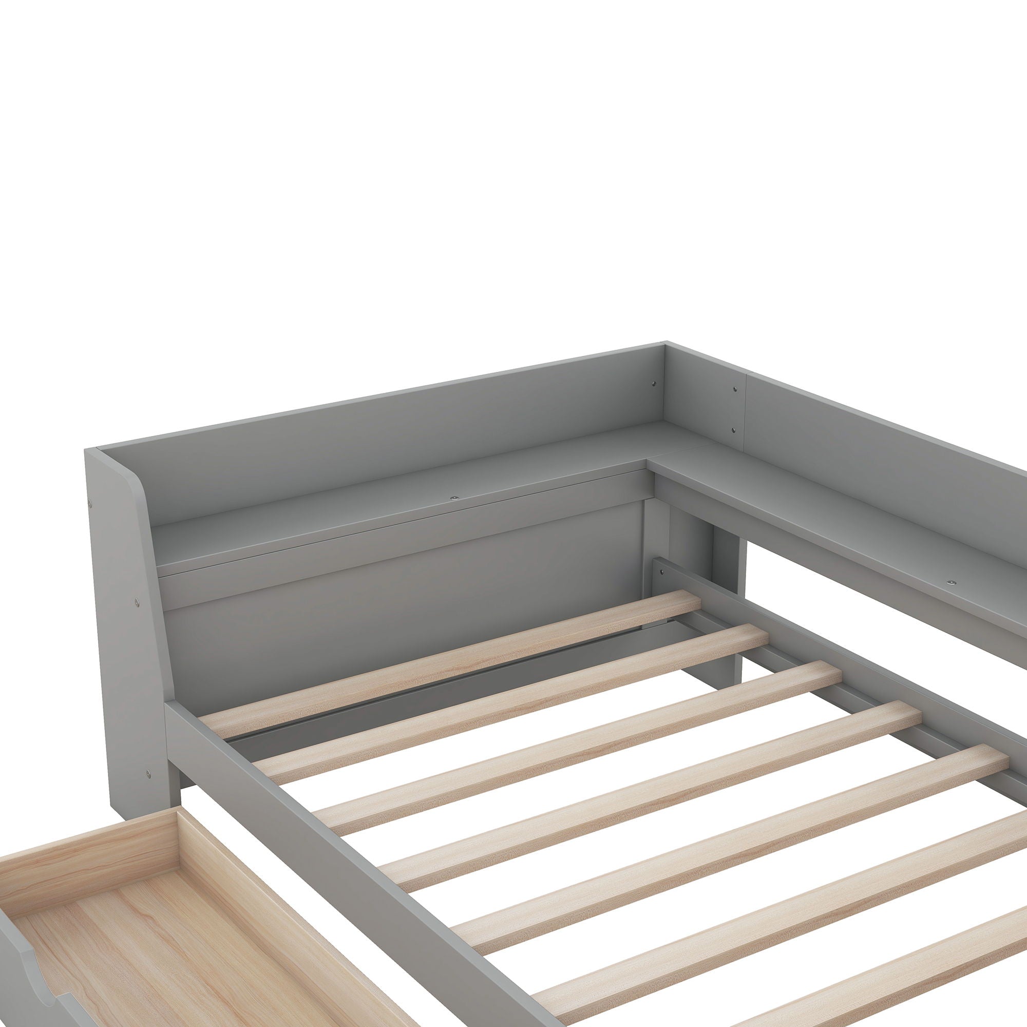 Daybed With Shelves, Drawers And Built In Charging Station