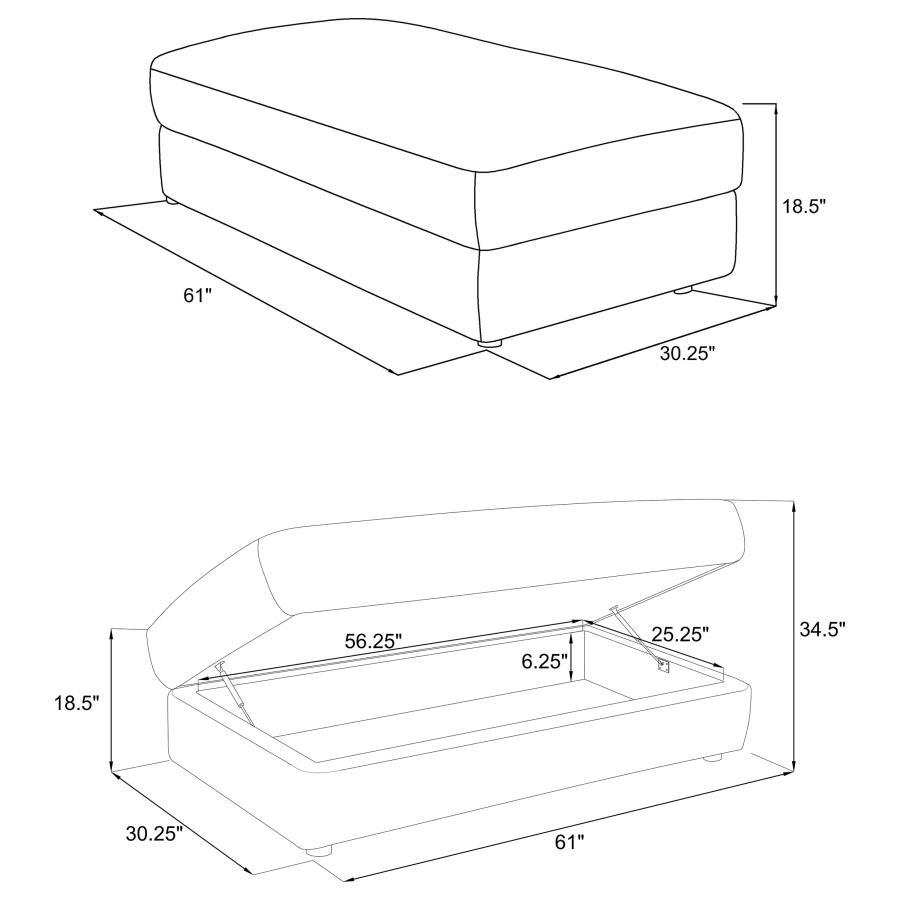 Emberson - Upholstered Rectangular Storage Ottoman - Ivory