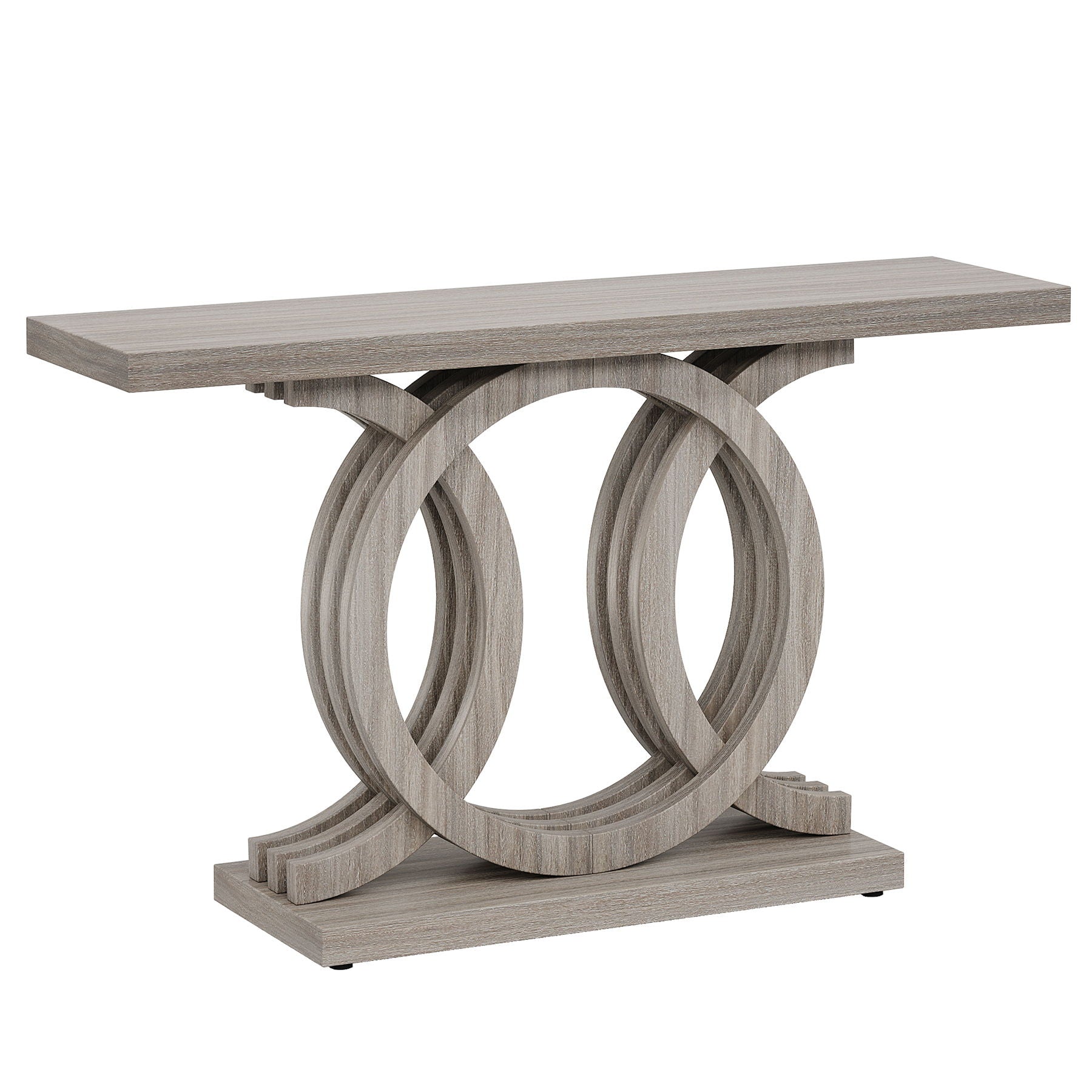 Console Table With Geometric Base For Living Hallway - Gray