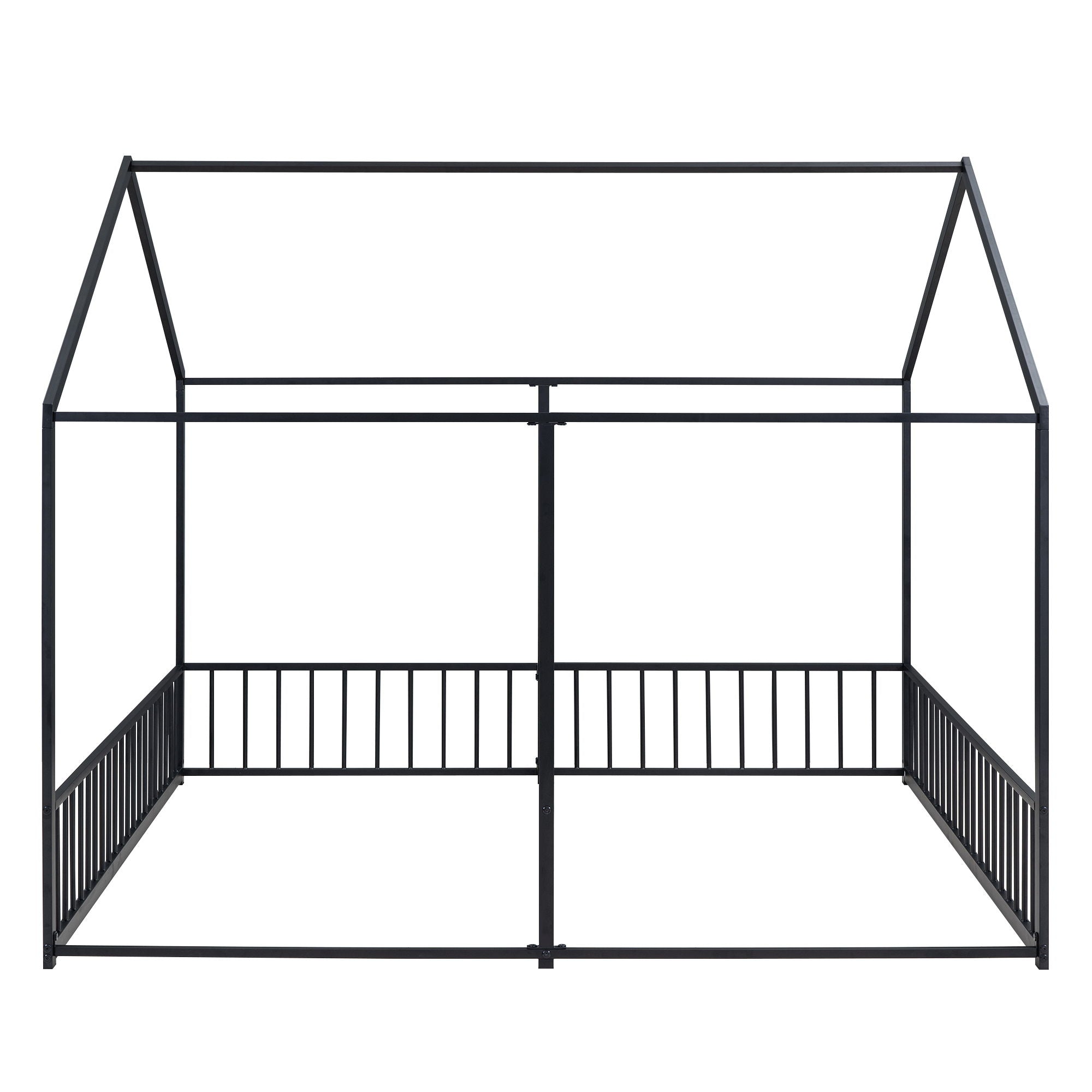 House Platform Beds, 2 Shared Beds, Metal Frame With Guardrails