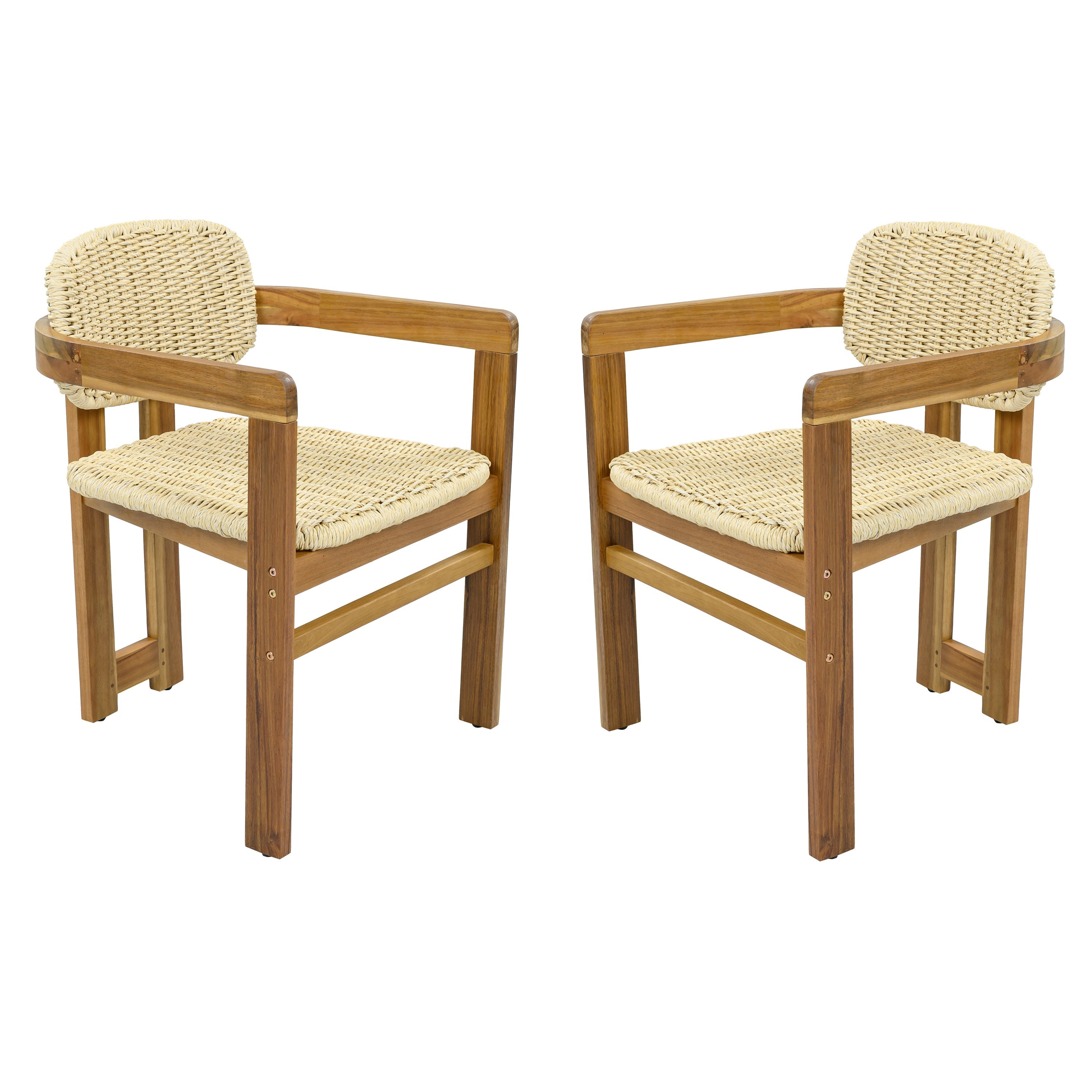 Outdoor Woven Rattan Chair Set Two Accent Chairs