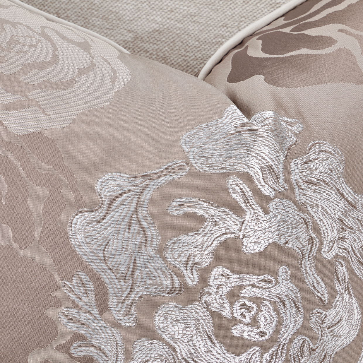 Camellia Field - Chenille Sofa - Beige / Dark Brown