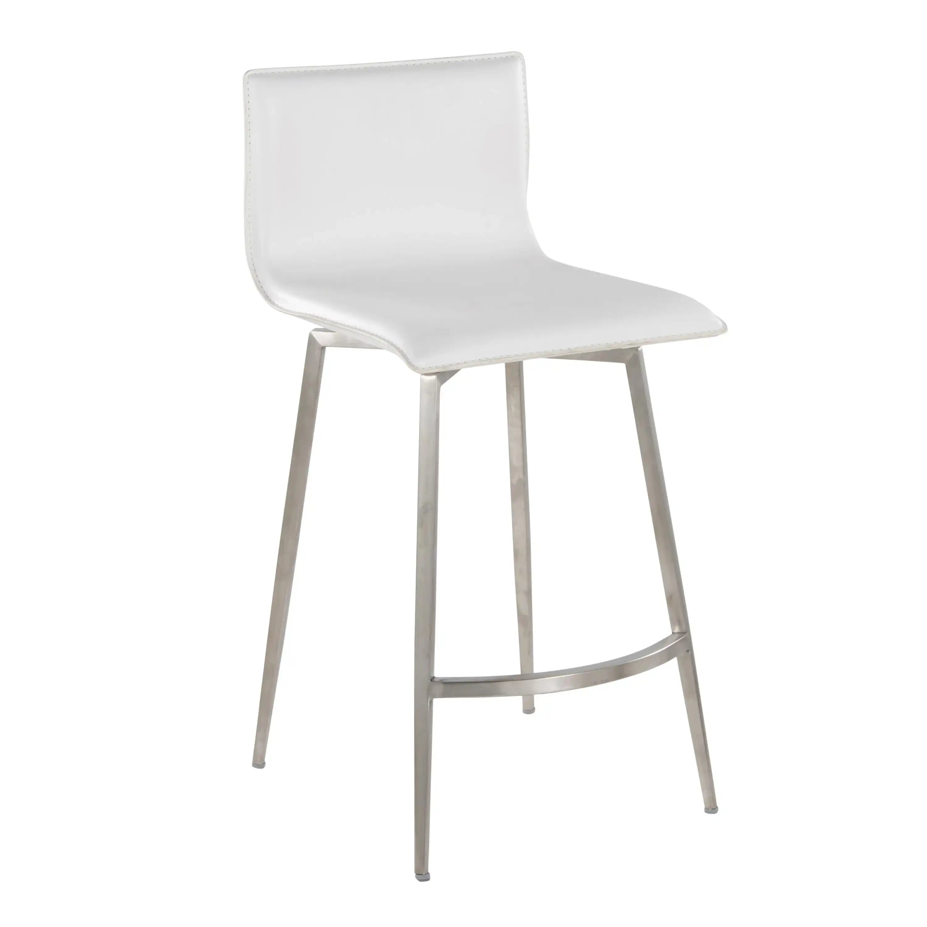 Mara - Upholstered Contemporary Fixed Height Counter Stool With Swivel (Set of 2) - White - Best Buy Furniture