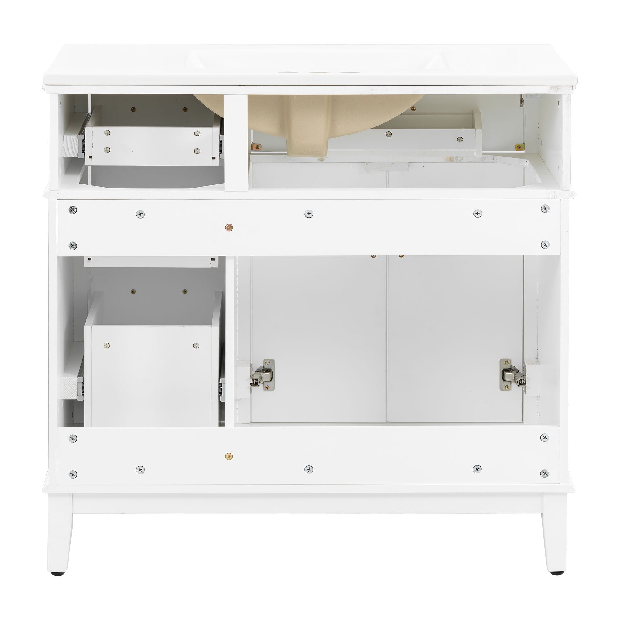 Bathroom Vanity With Sink, Soft Close Doors, 4 Storage Drawers