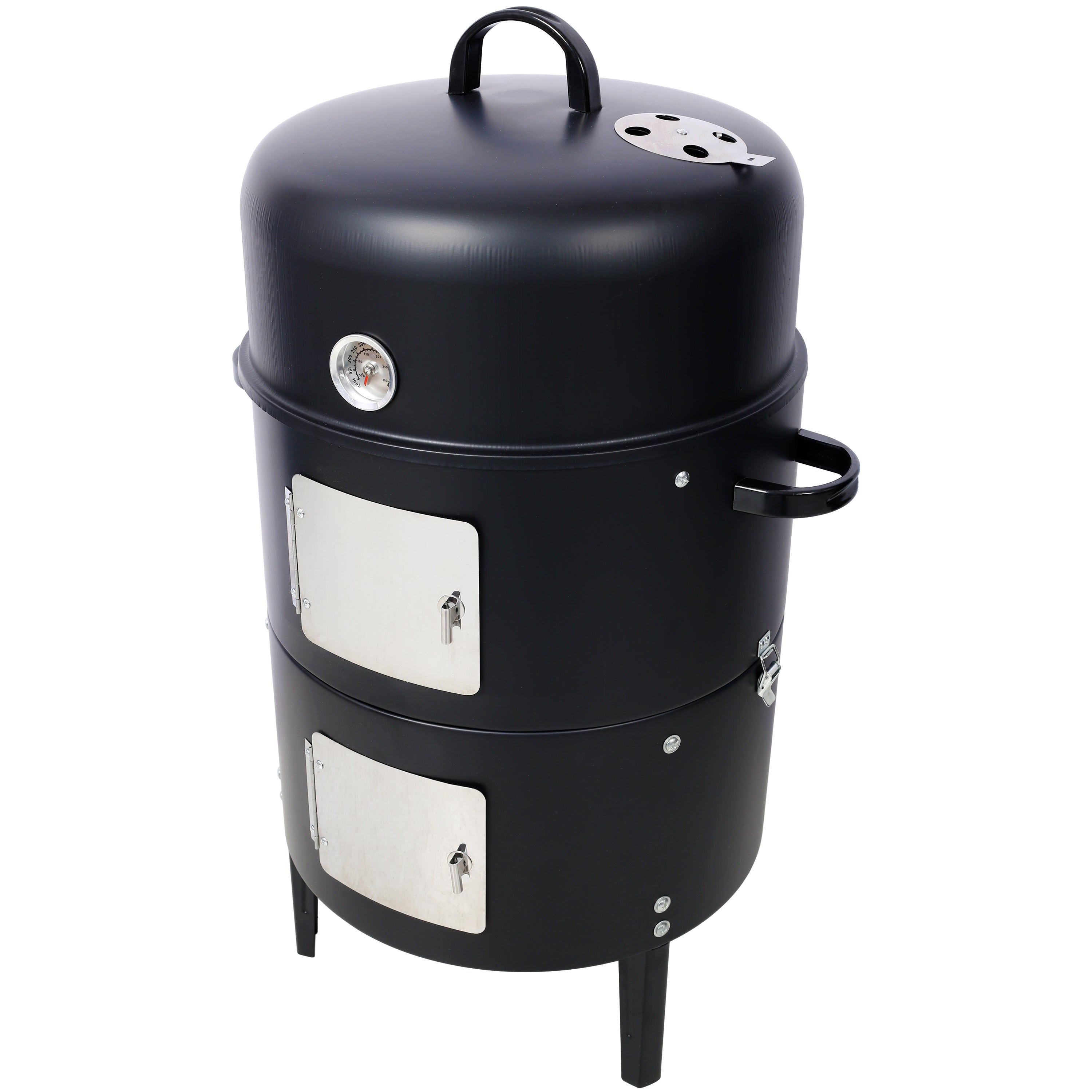 17 Inch Steel Charcoal Smoker Heavy Duty Round BBQ Grill Black