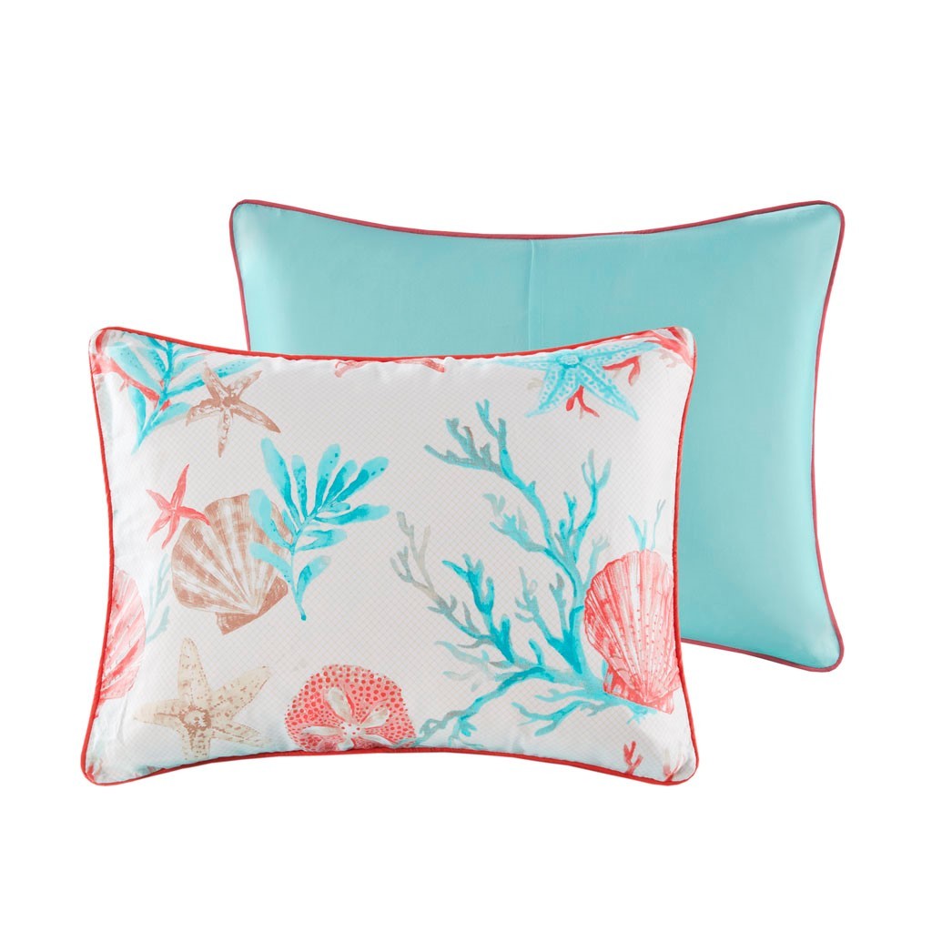 7 Piece Cotton Sateen Comforter Set Coral California King