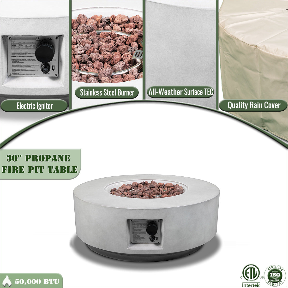 30" Propane Gas Fire Pit Table