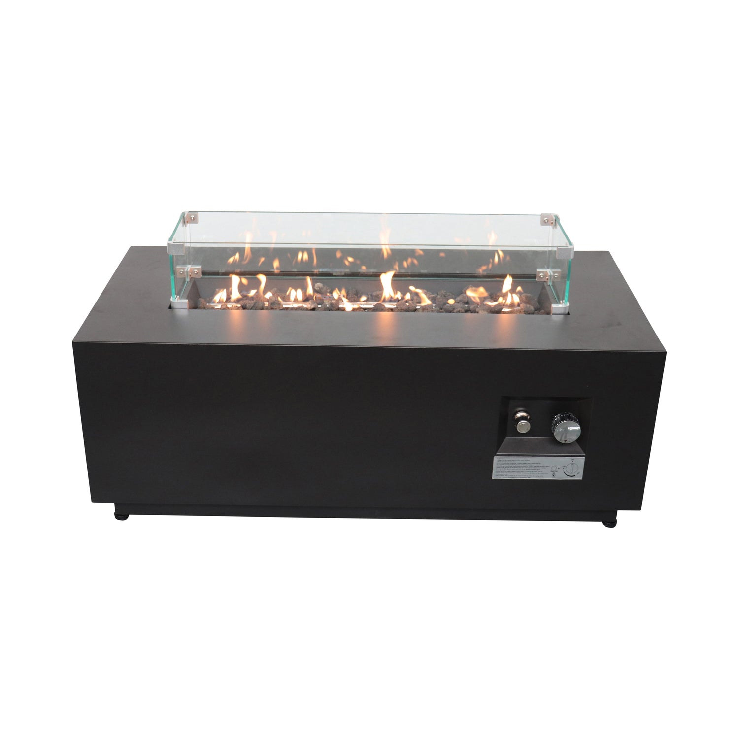 Modern Steel Outdoor Fire Pit Table with Lid, Black