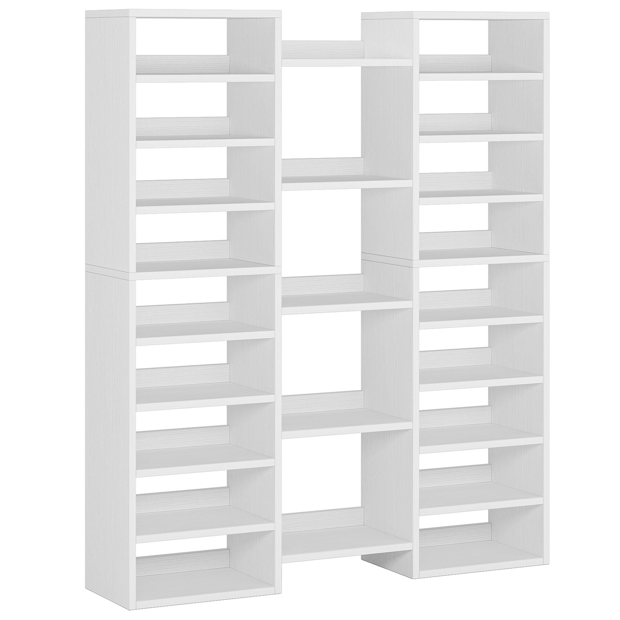 14 Tier Shoe Storage Cabinet With 23 Open Cubbies, 46 Pairs Capacity Entryway Organizer - White