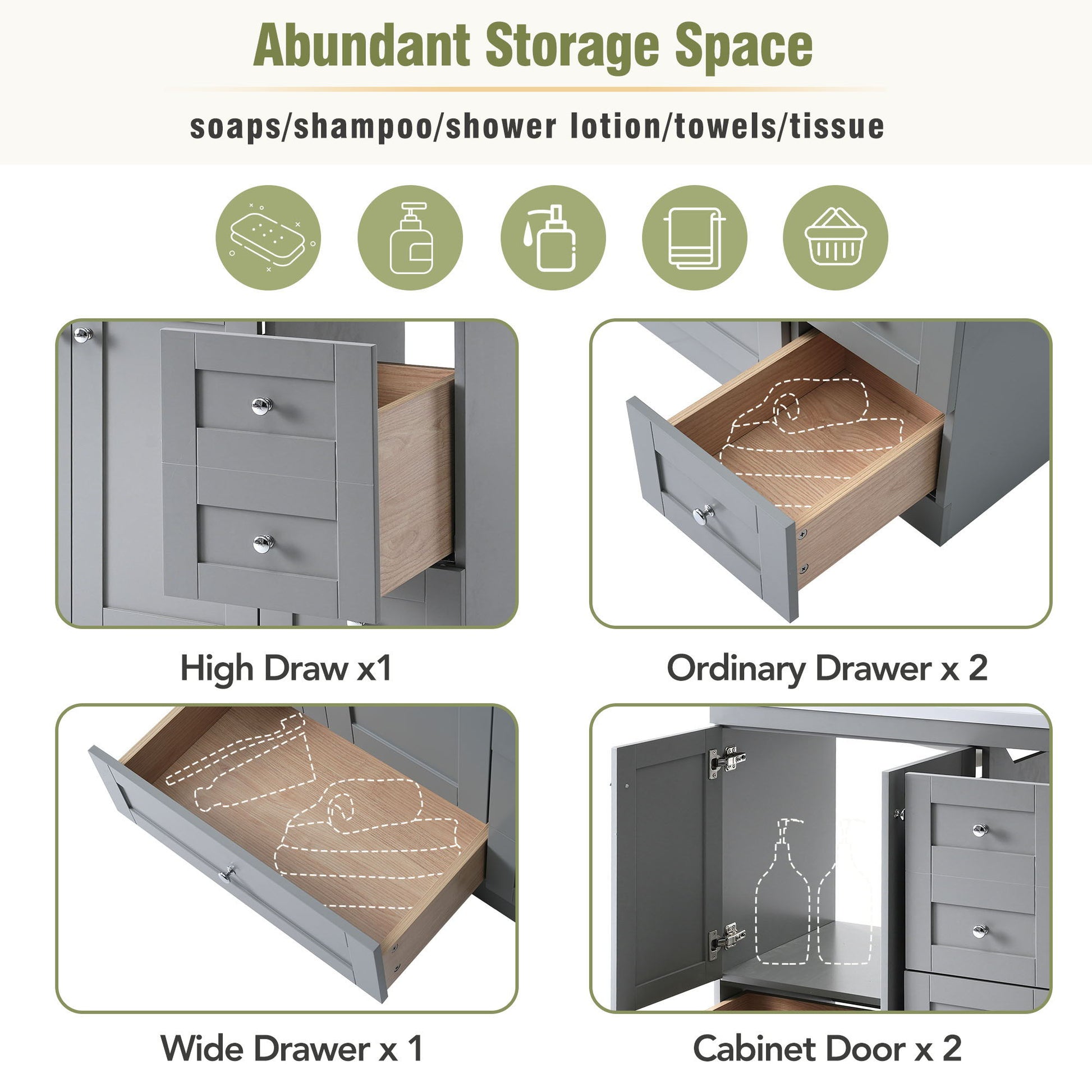 Shaker Free Standing Bathroom Vanity Cabinet With Sink, Soft Close Drawers, Soft Close Doors - Best Buy Furniture