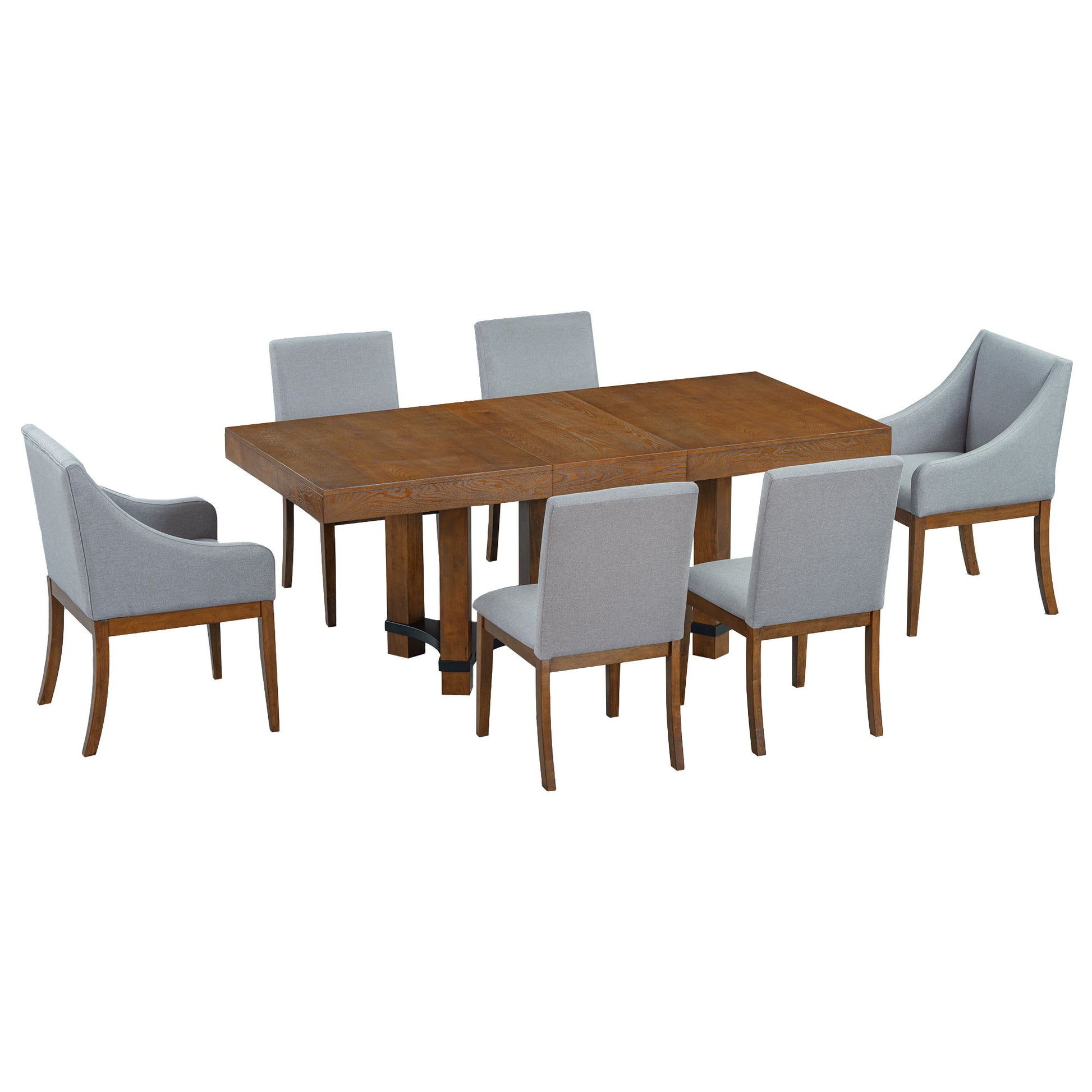 Topmax - 7 Piece Rustic Extendable Dining Table Set With Removable Leaf, 2 Arm Chairs And 4 Armless Chairs - Best Buy Furniture